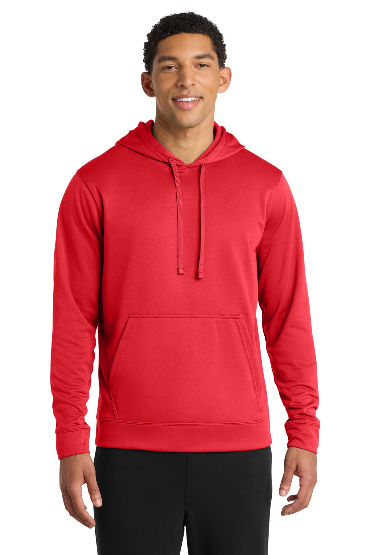 Custom logo Port & Co® Performance Fleece Pullover Hooded Sweatshirt. PC590H in Red