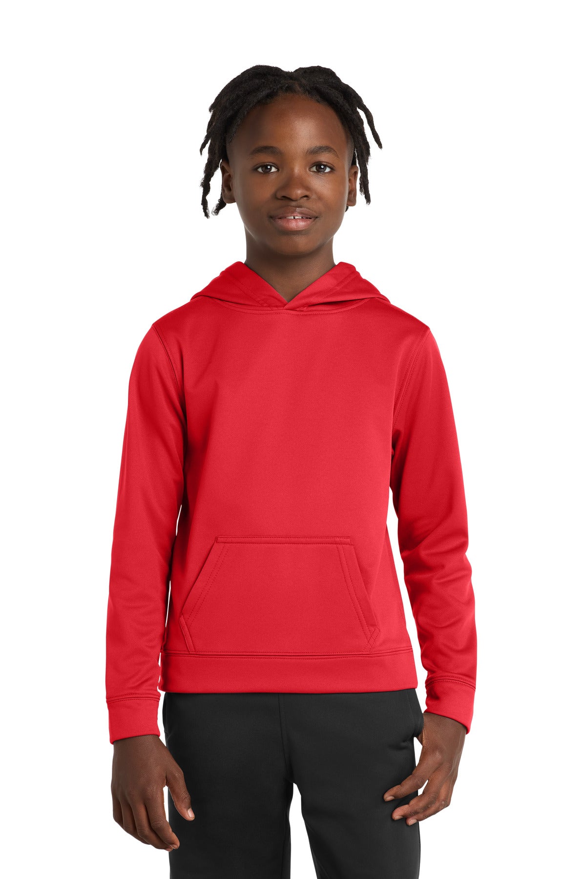 Custom logo Port & Co® Youth Performance Fleece Pullover Hooded Sweatshirt. PC590YH in Red