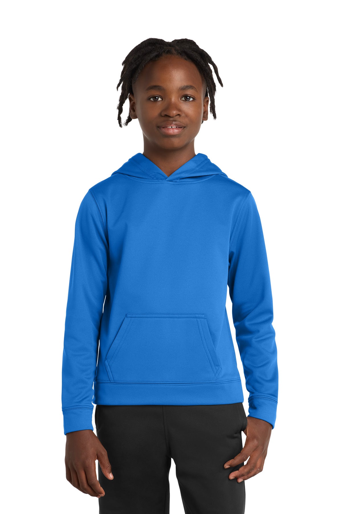 Custom logo Port & Co® Youth Performance Fleece Pullover Hooded Sweatshirt. PC590YH in Royal