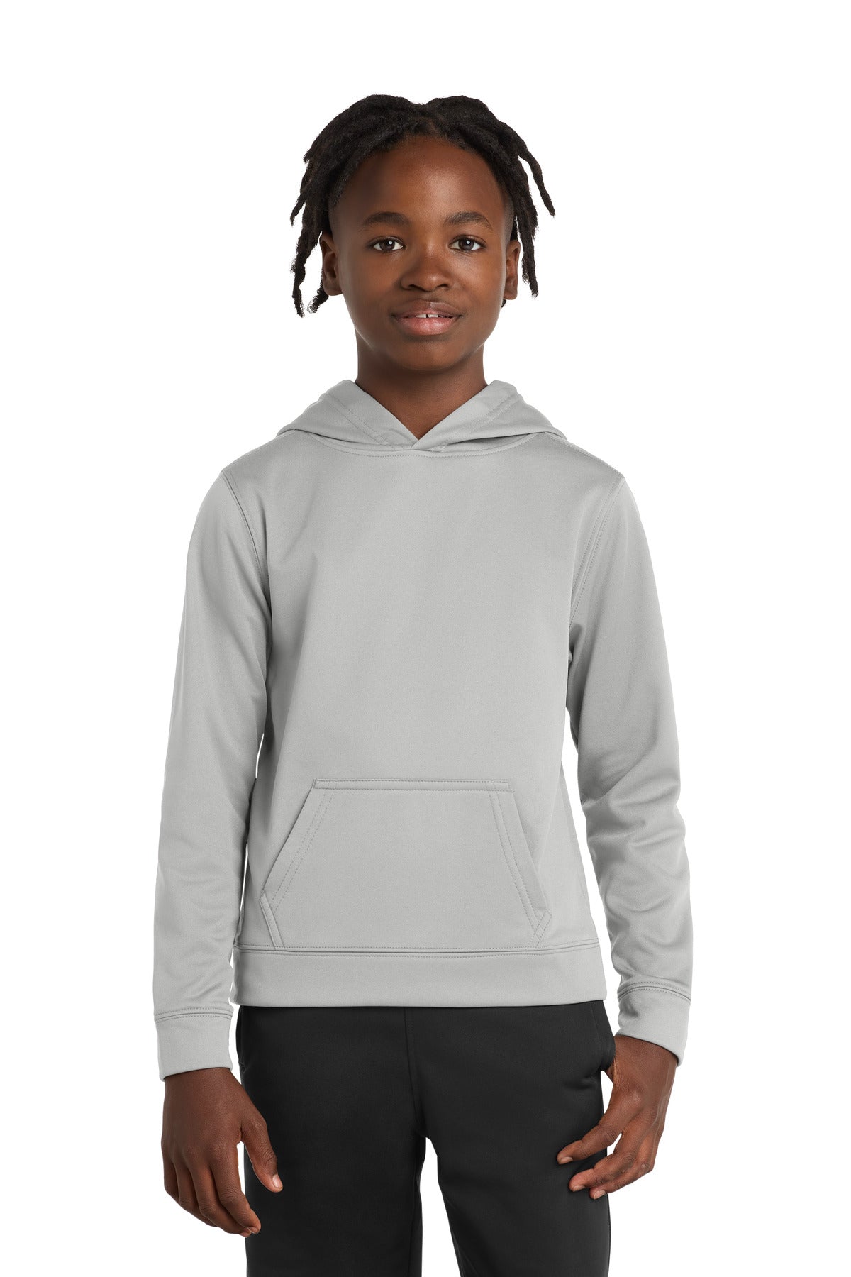 Custom logo Port & Co® Youth Performance Fleece Pullover Hooded Sweatshirt. PC590YH in Silver
