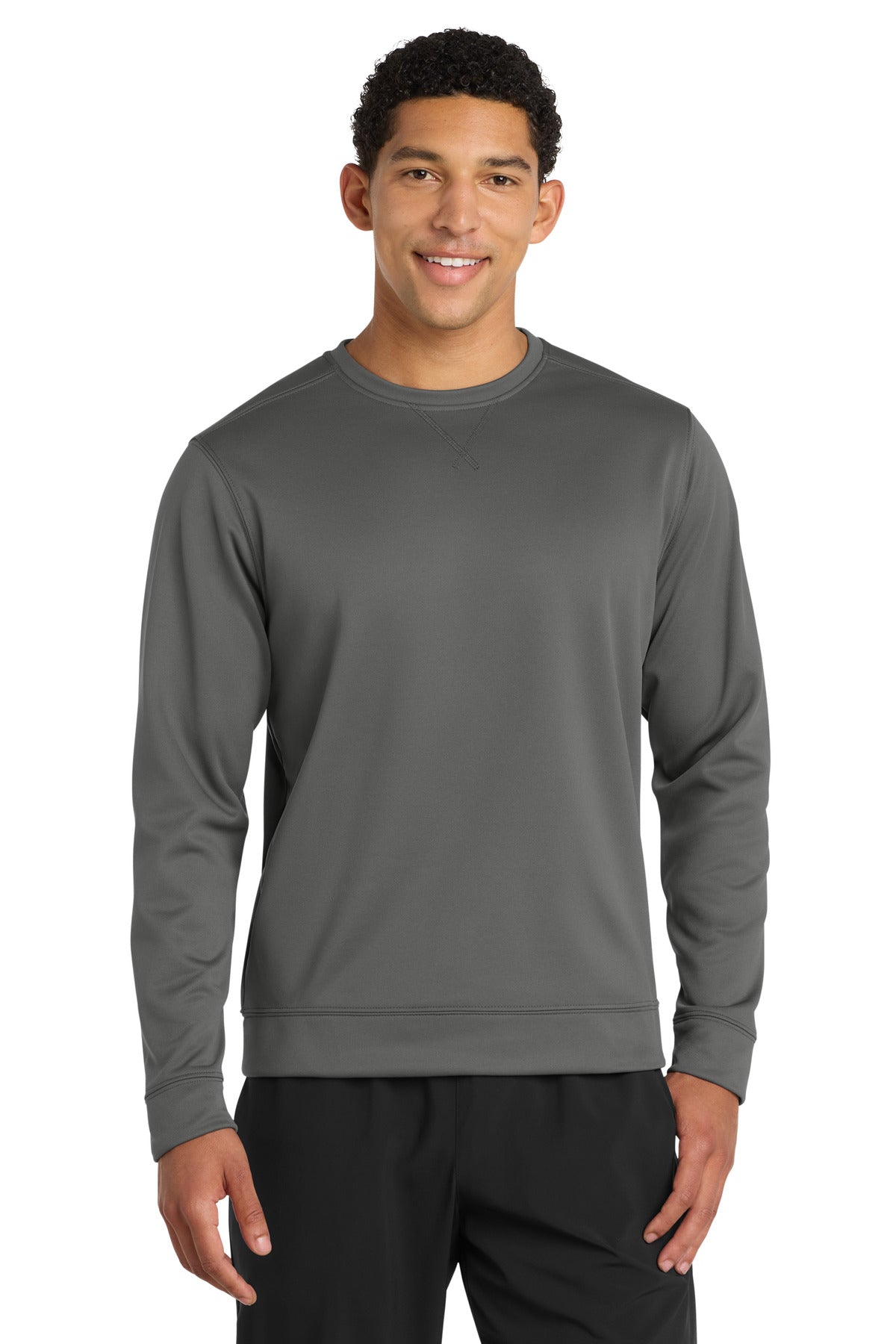 Custom logo Port & Co® Performance Fleece Crewneck Sweatshirt. PC590 in Charcoal
