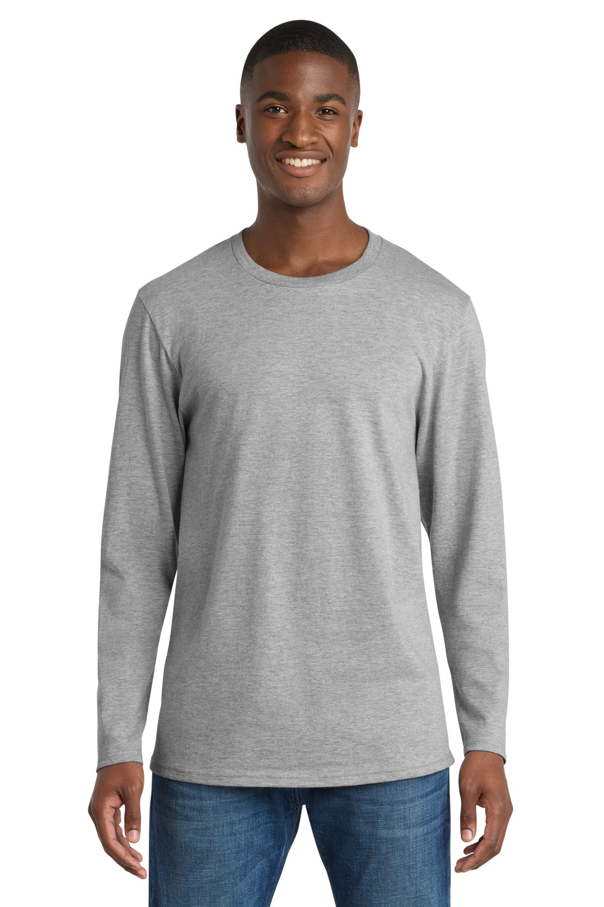 Custom logo Port & Co® Long Sleeve Bouncer Tee PC600LS in Athletic Heather