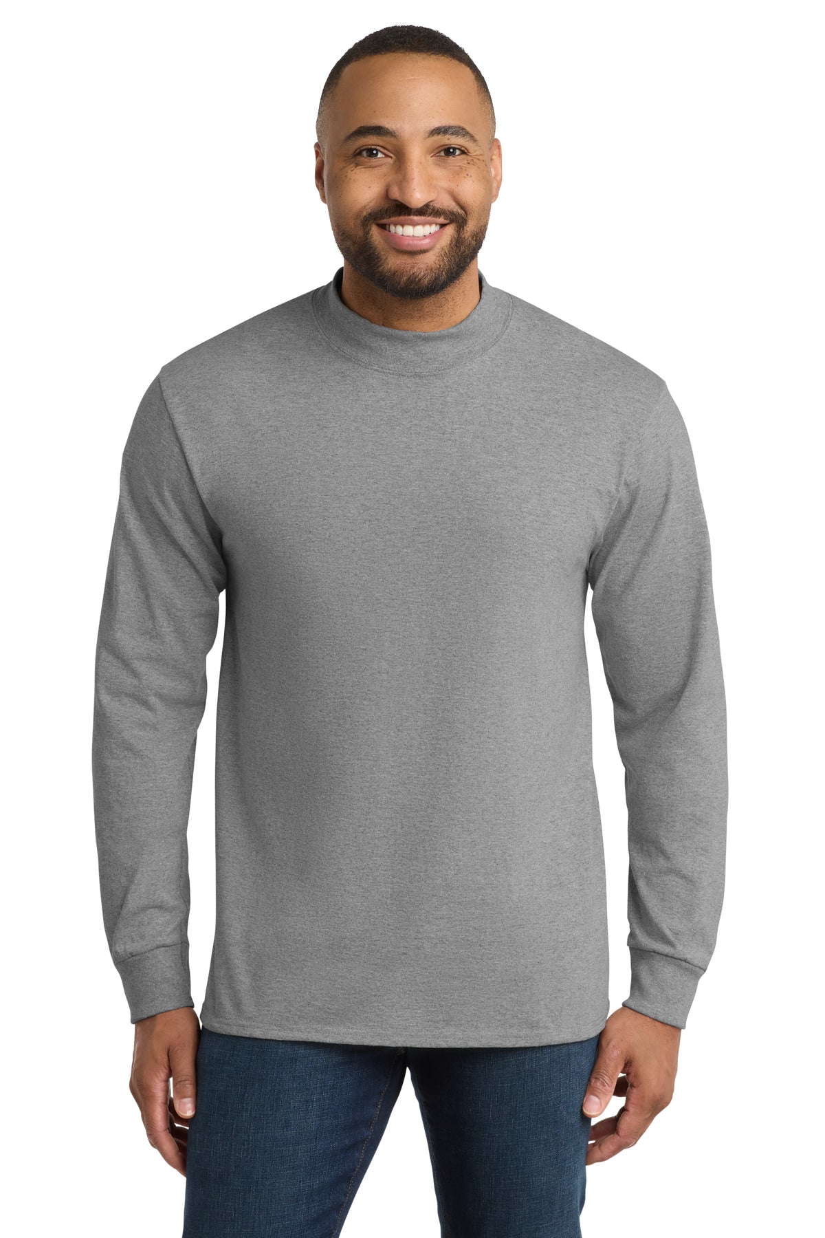 Custom logo Port & Co® Essential Mock Turtleneck.  PC61M in Athletic Heather