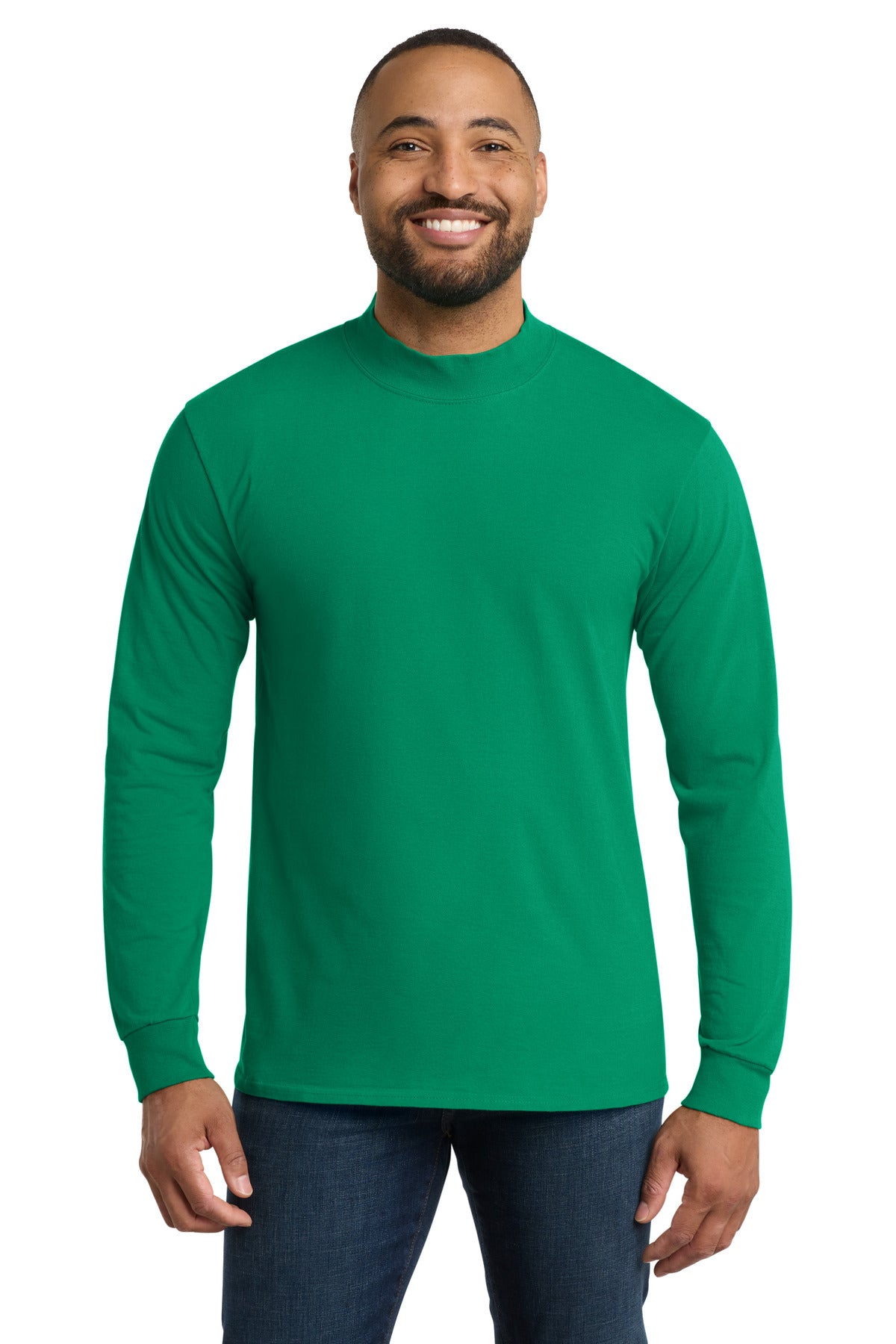 Custom logo Port & Co® Essential Mock Turtleneck.  PC61M in Kelly