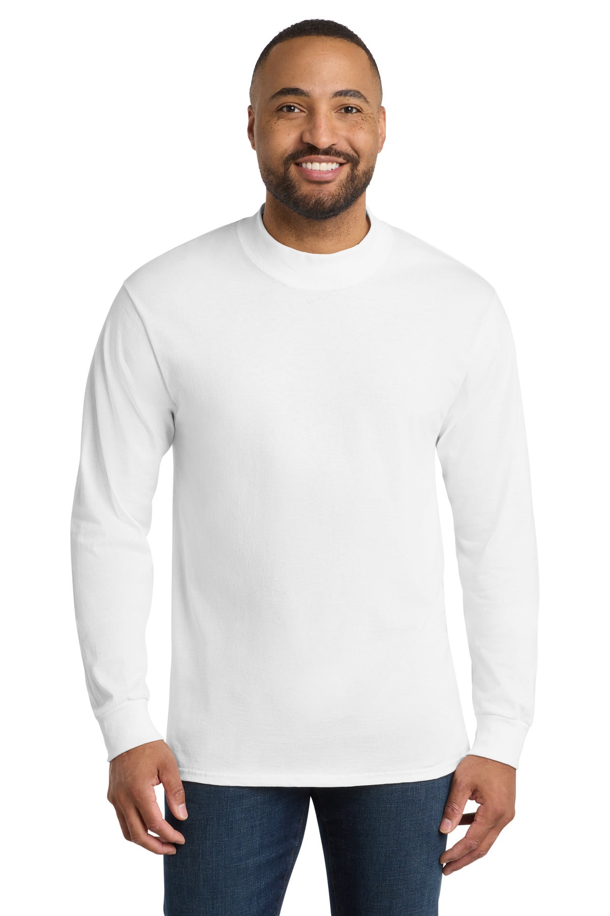 Custom logo Port & Co® Essential Mock Turtleneck.  PC61M in White