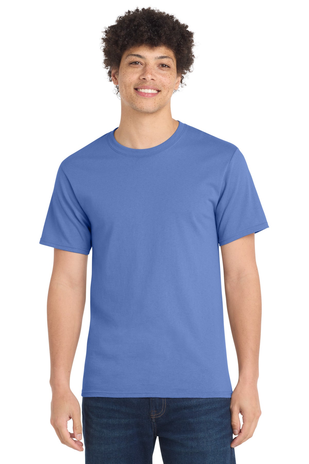 Custom logo Port & Co® Tall Essential Tee.  PC61T in Carolina Blue