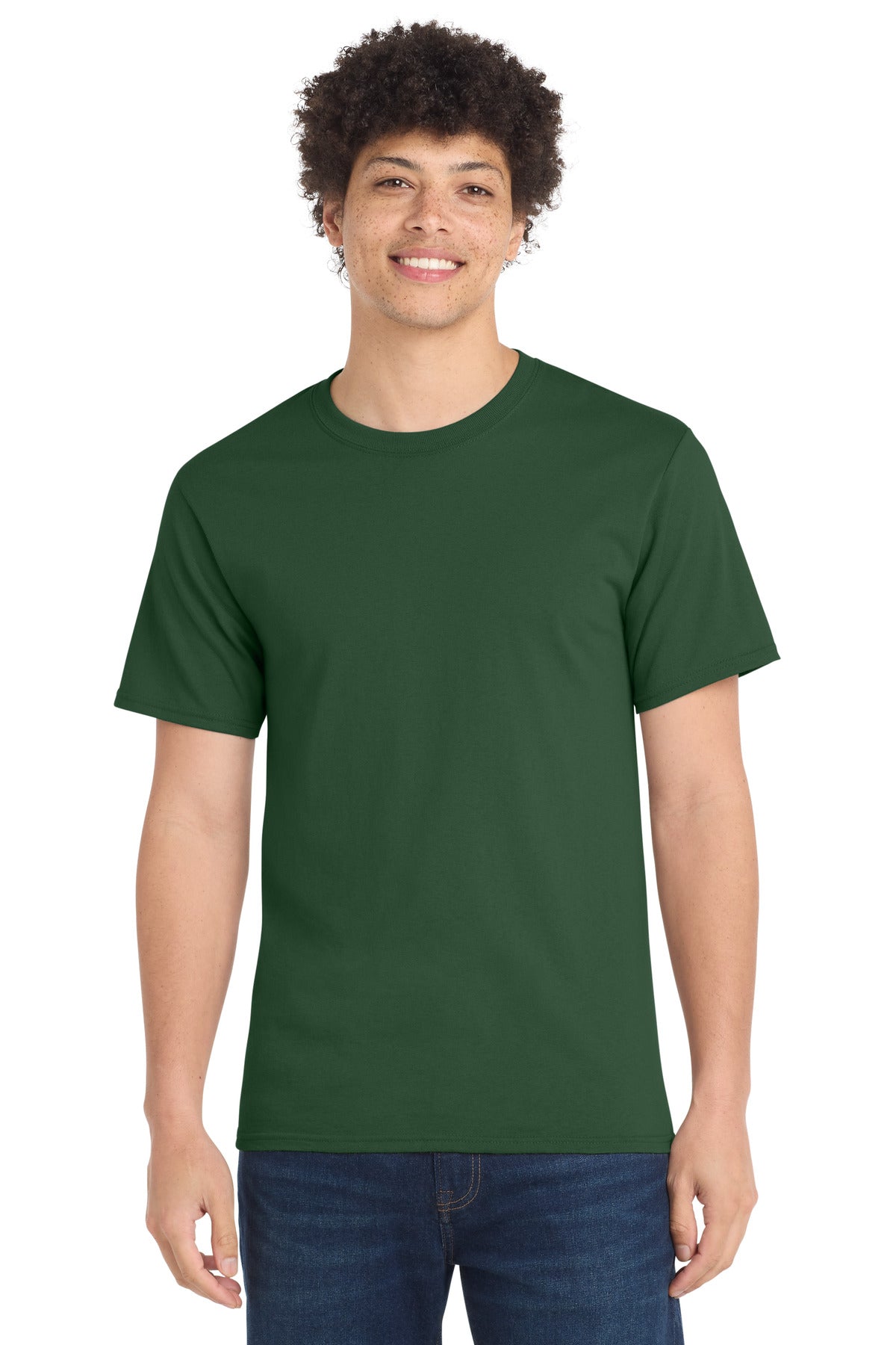 Custom logo Port & Co® Tall Essential Tee.  PC61T in Forest Green