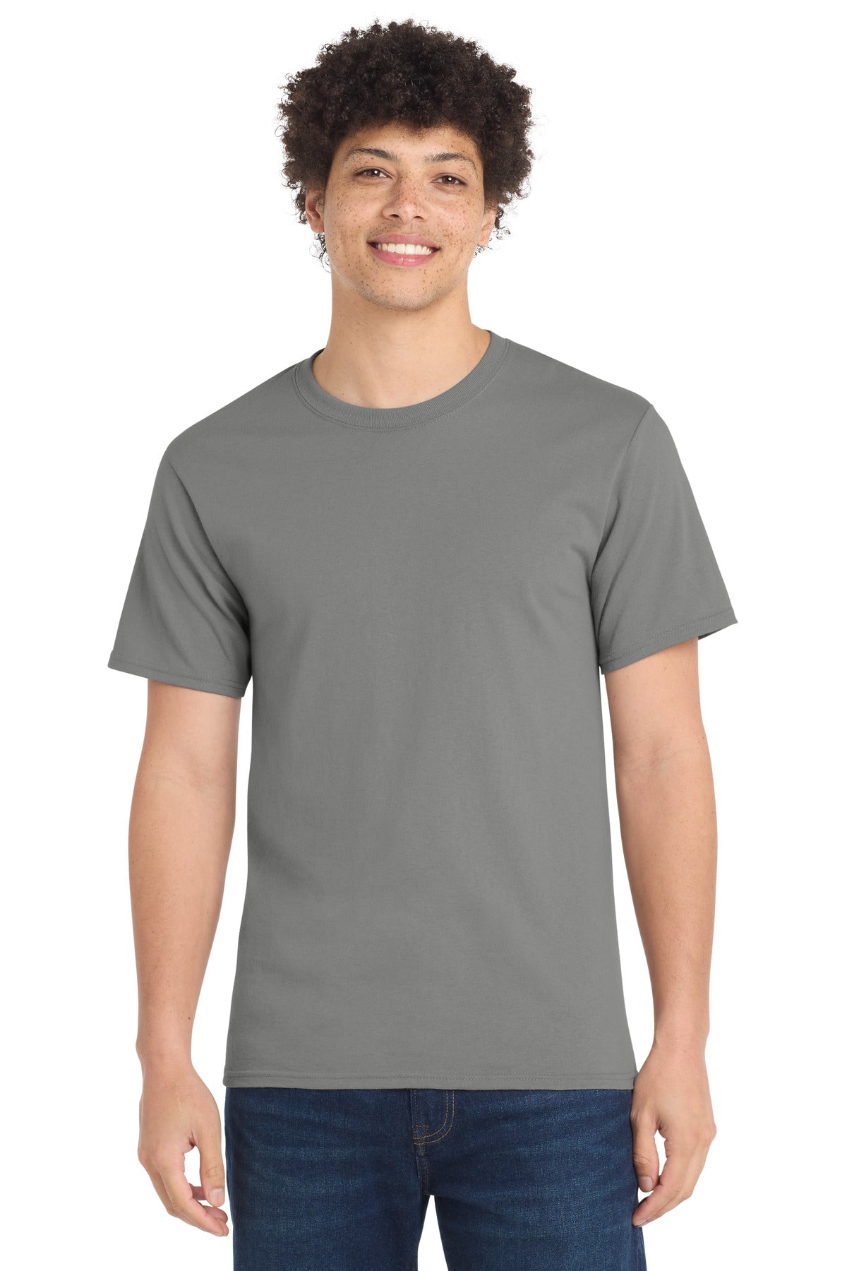 Custom logo Port & Co® Tall Essential Tee.  PC61T in Medium Grey
