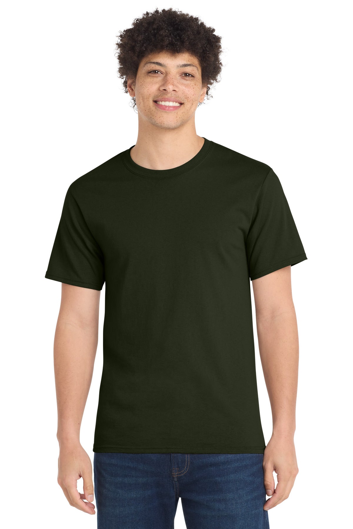 Custom logo Port & Co® Tall Essential Tee.  PC61T in Olive