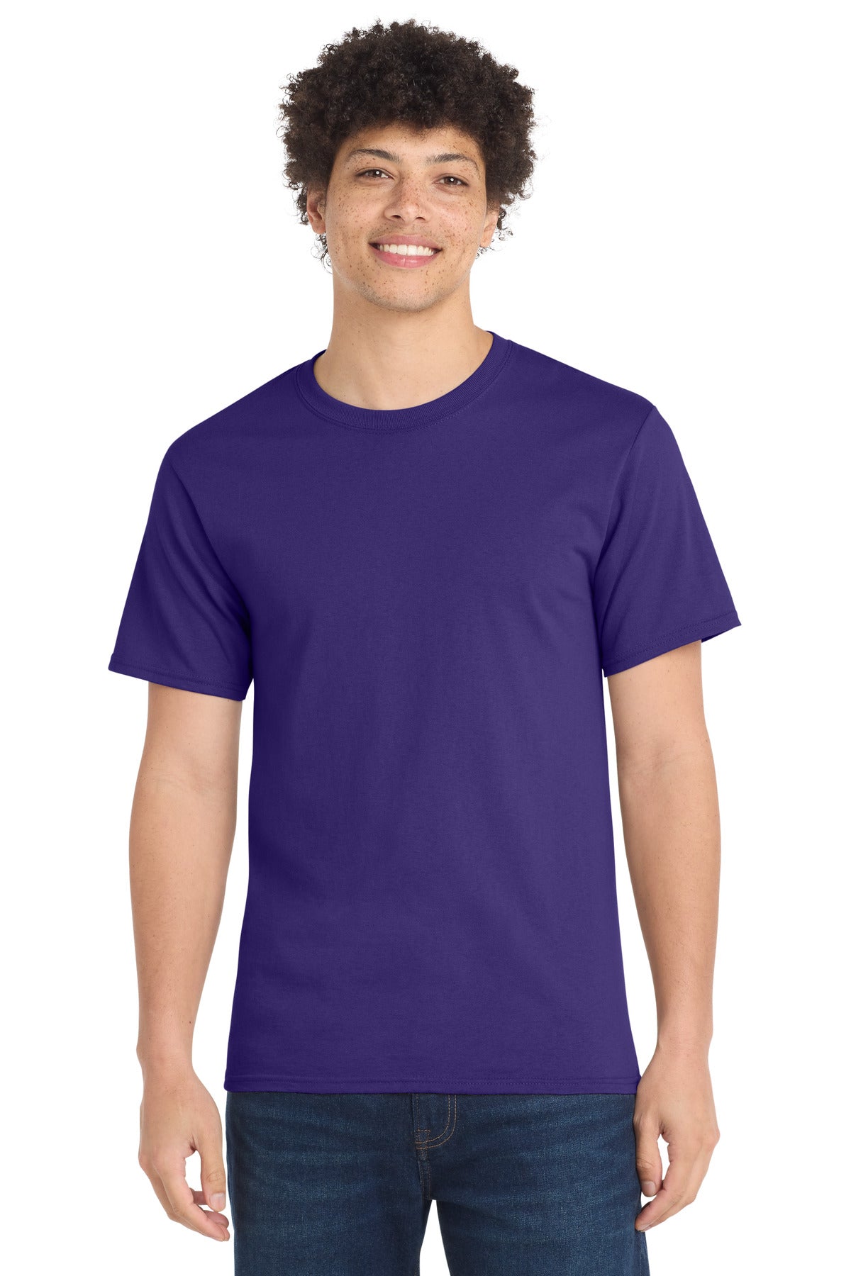 Custom logo Port & Co® Tall Essential Tee.  PC61T in Purple