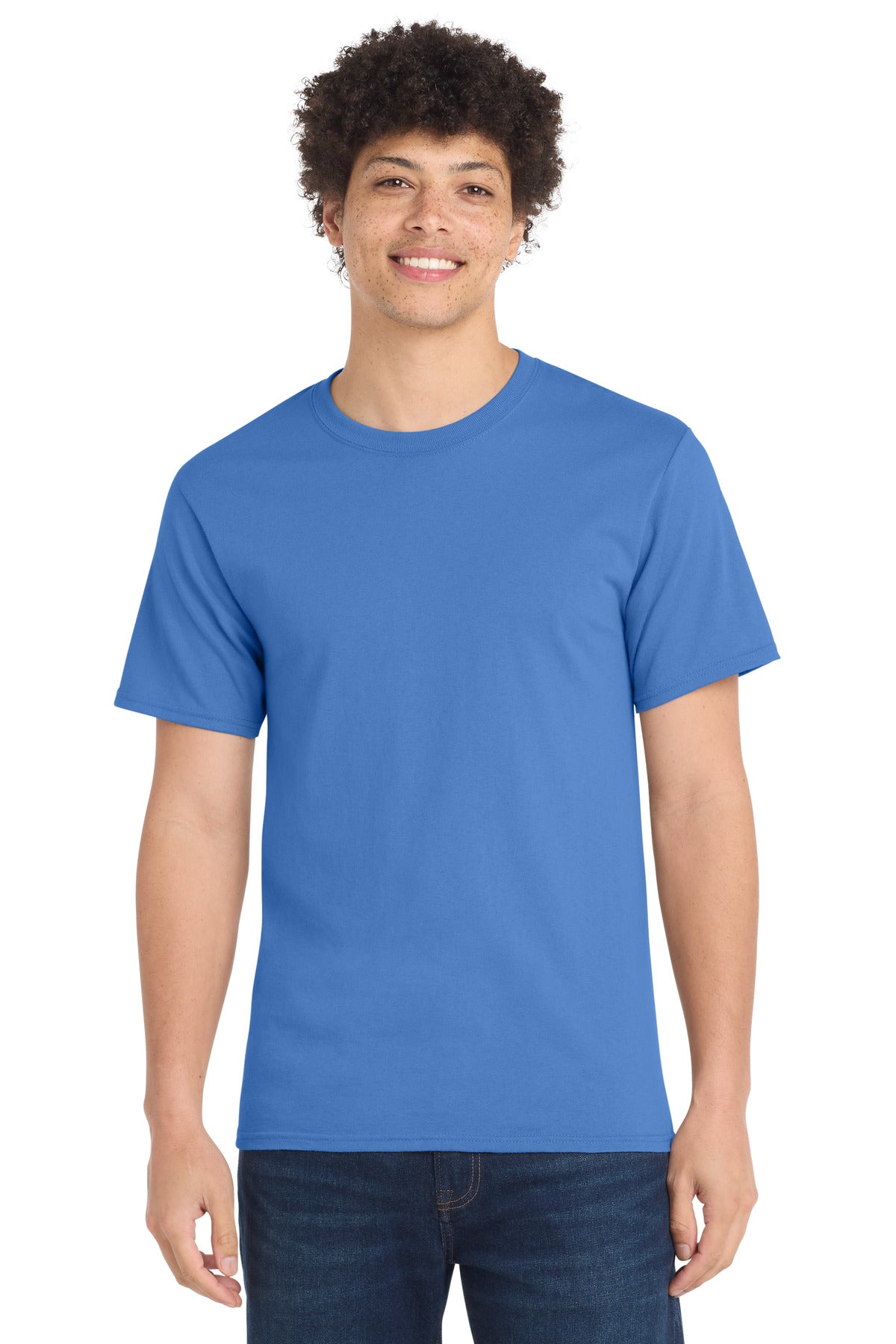 Custom logo Port & Co® Tall Essential Tee.  PC61T in Ultramarine Blue