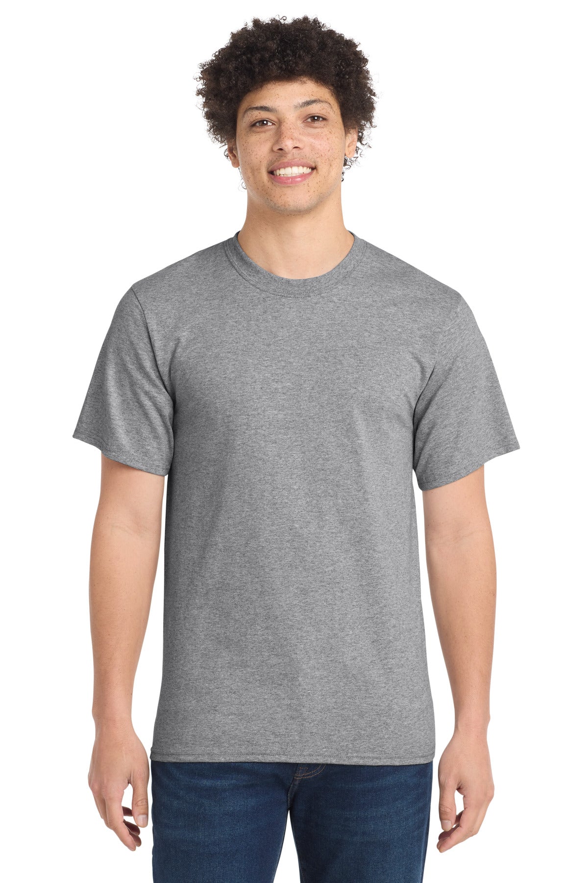 Custom logo Port & Co® Essential Tee. PC61 in Athletic Heather