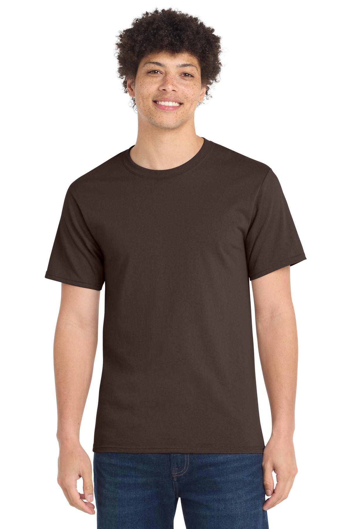 Custom logo Port & Co® Essential Tee. PC61 in Brown