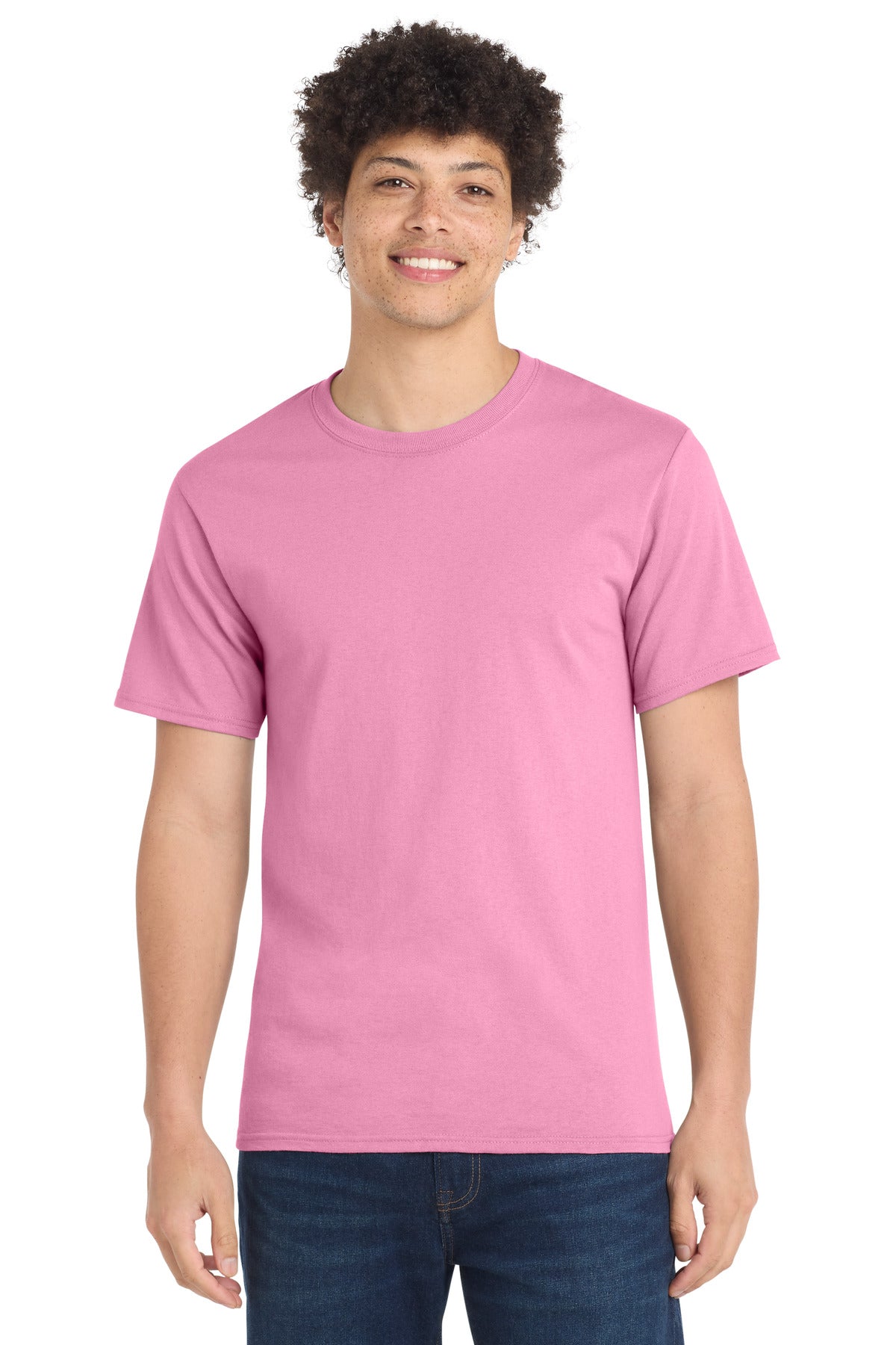 Custom logo Port & Co® Essential Tee. PC61 in Candy Pink