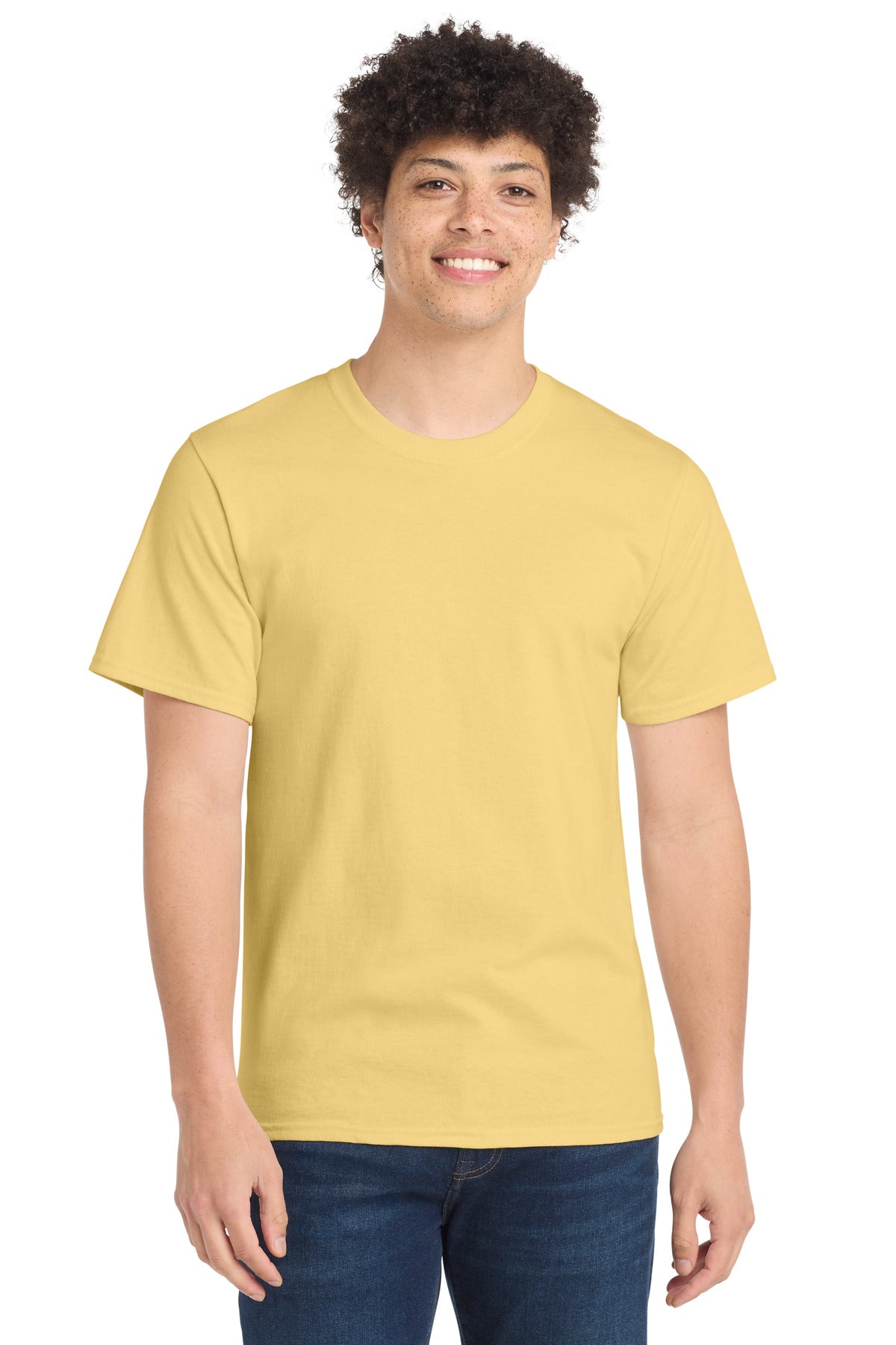 Custom logo Port & Co® Essential Tee. PC61 in Daffodil Yellow