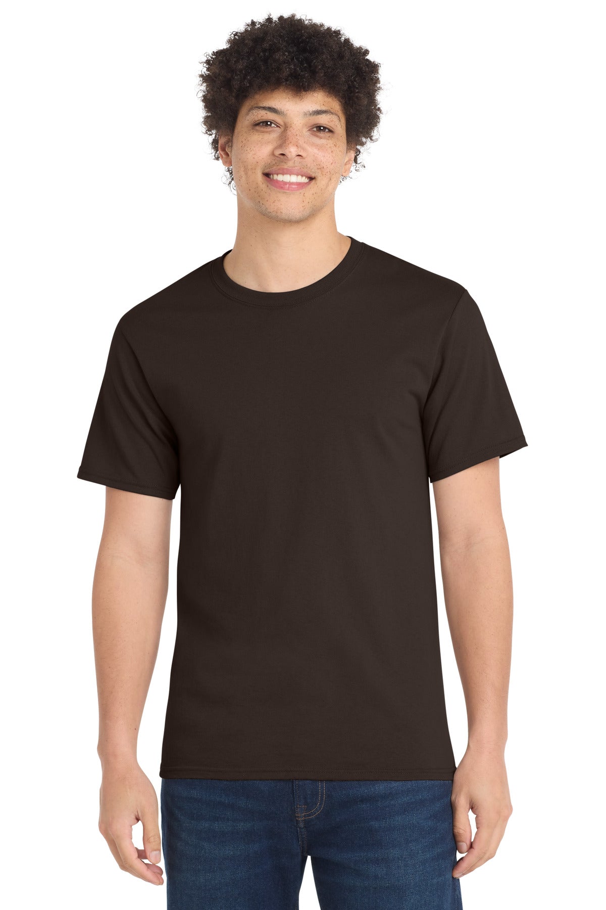 Custom logo Port & Co® Essential Tee. PC61 in Dark Chocolate Brown