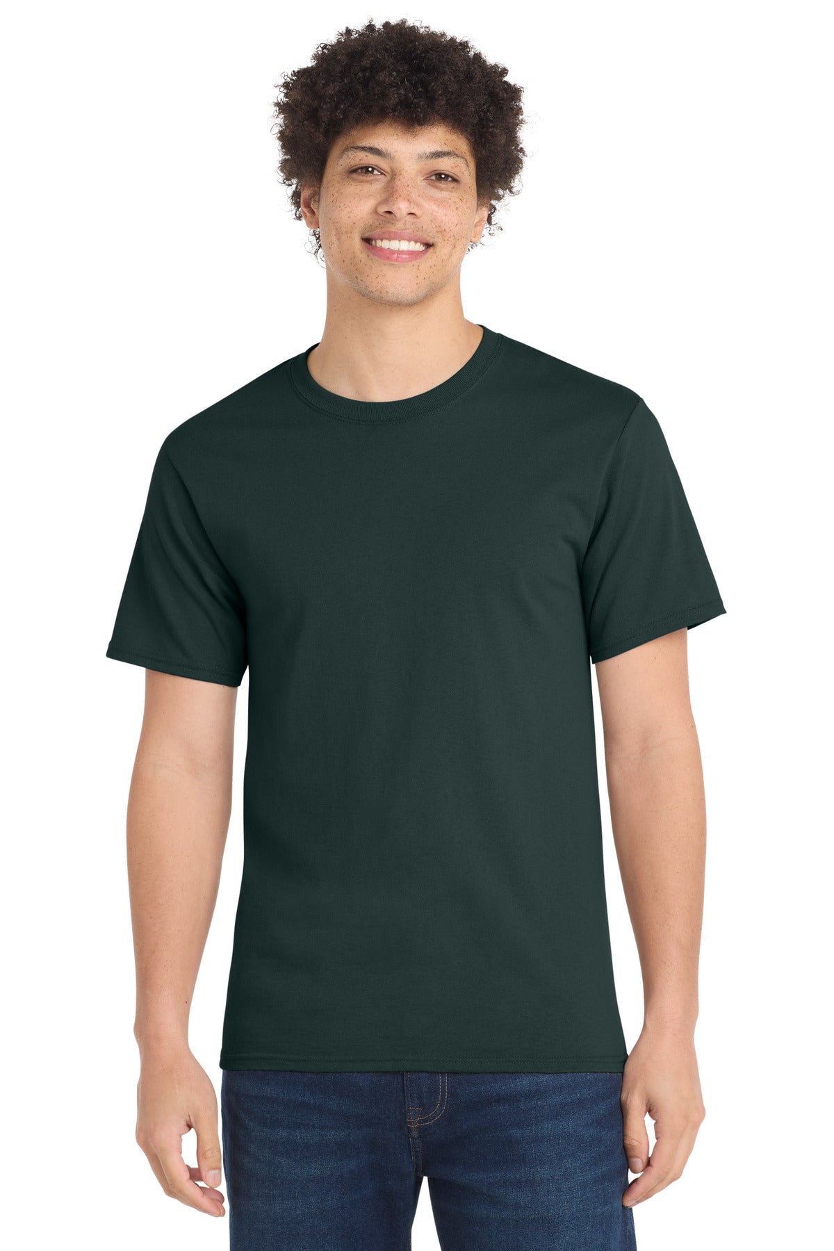 Custom logo Port & Co® Essential Tee. PC61 in Dark Green