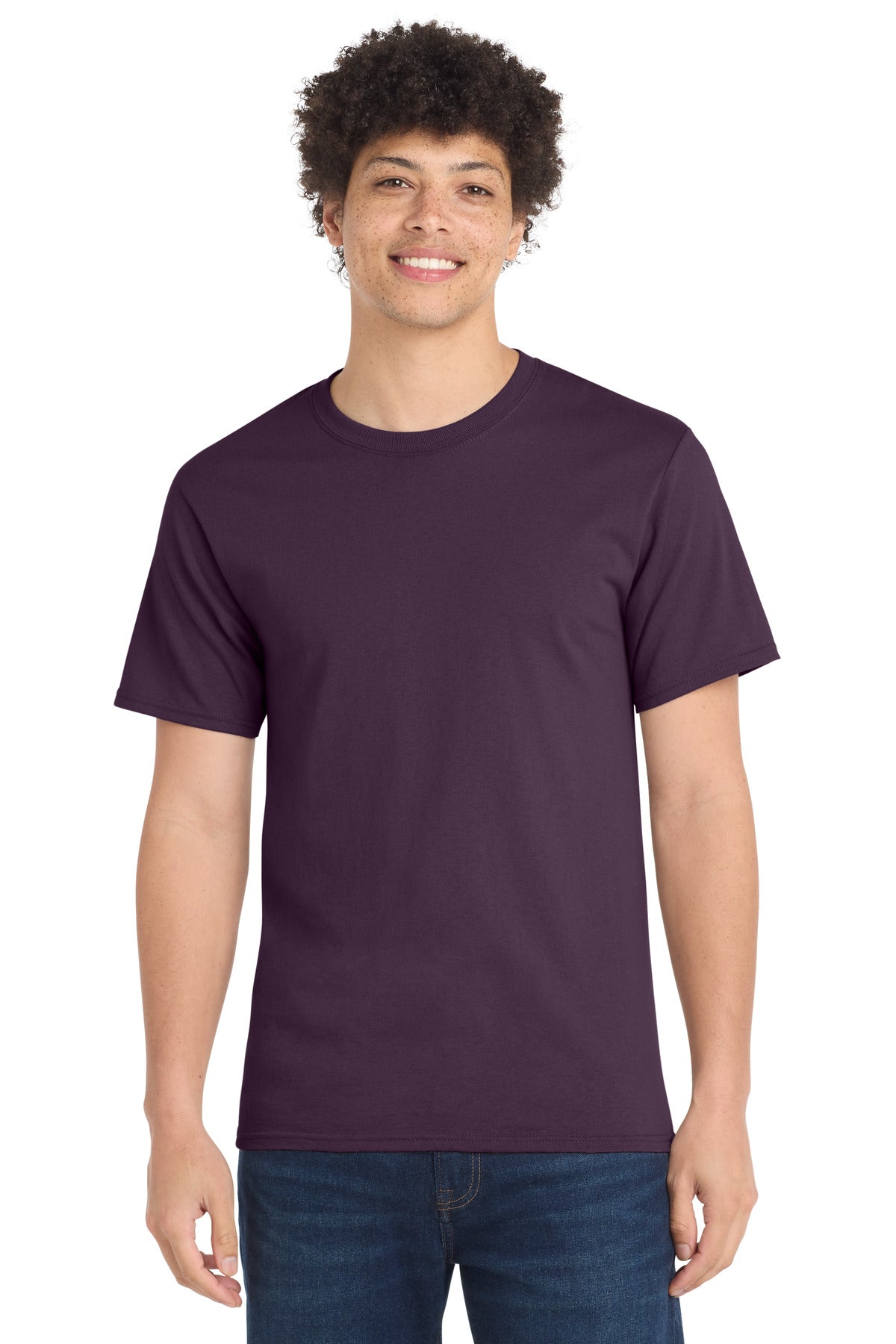 Custom logo Port & Co® Essential Tee. PC61 in Eggplant