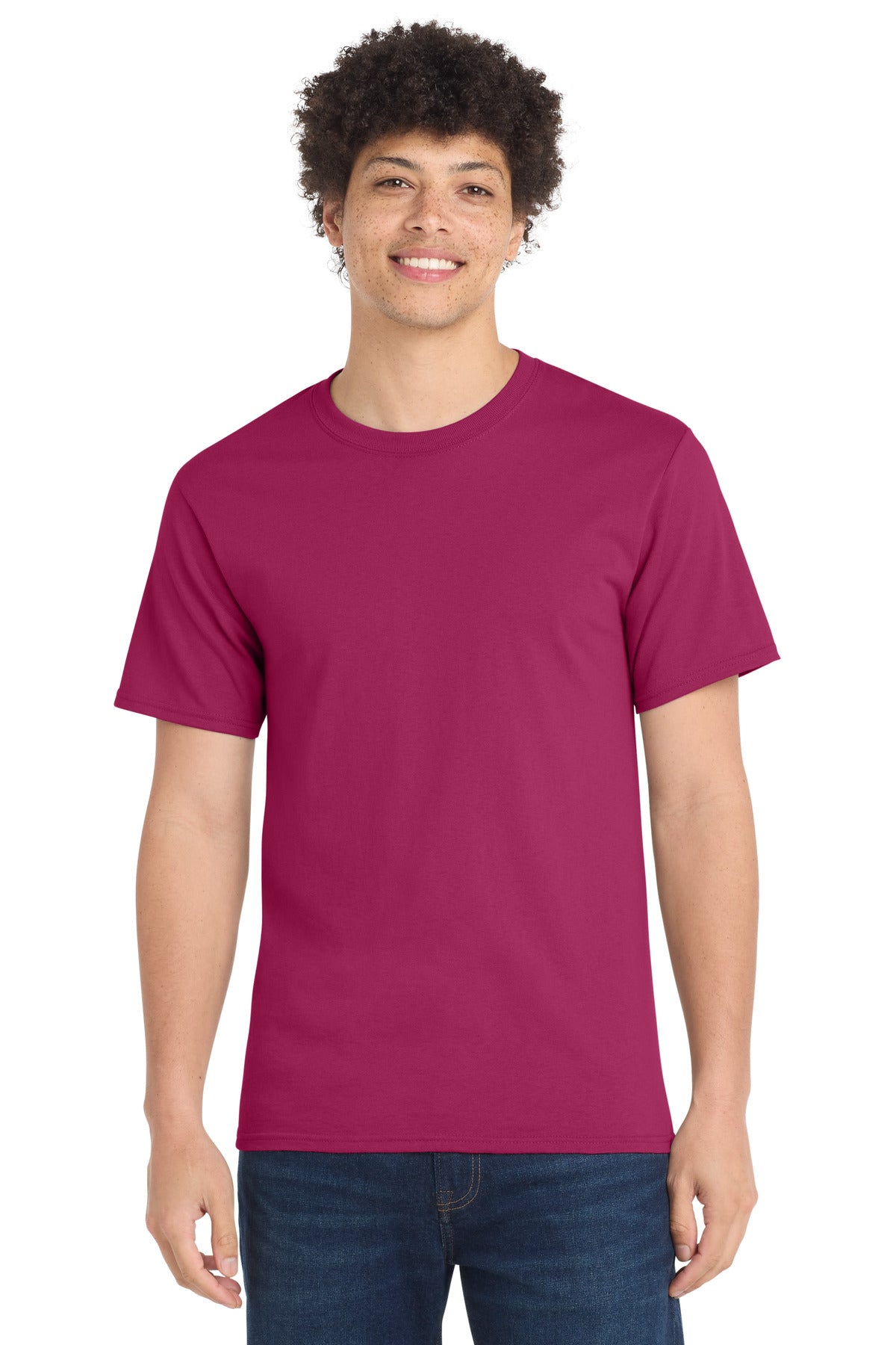 Custom logo Port & Co® Essential Tee. PC61 in Flush Pink