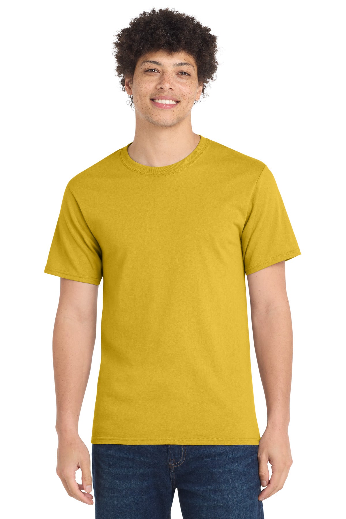 Custom logo Port & Co® Essential Tee. PC61 in Lemon Yellow
