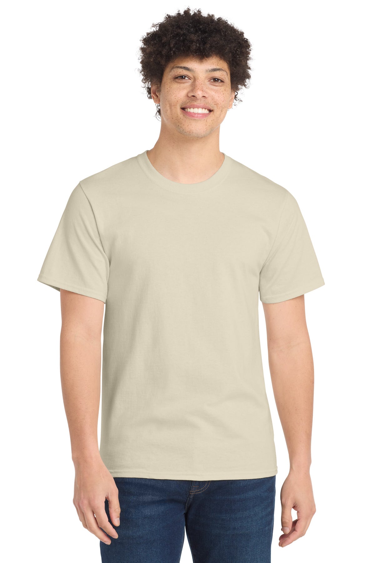 Custom logo Port & Co® Essential Tee. PC61 in Natural