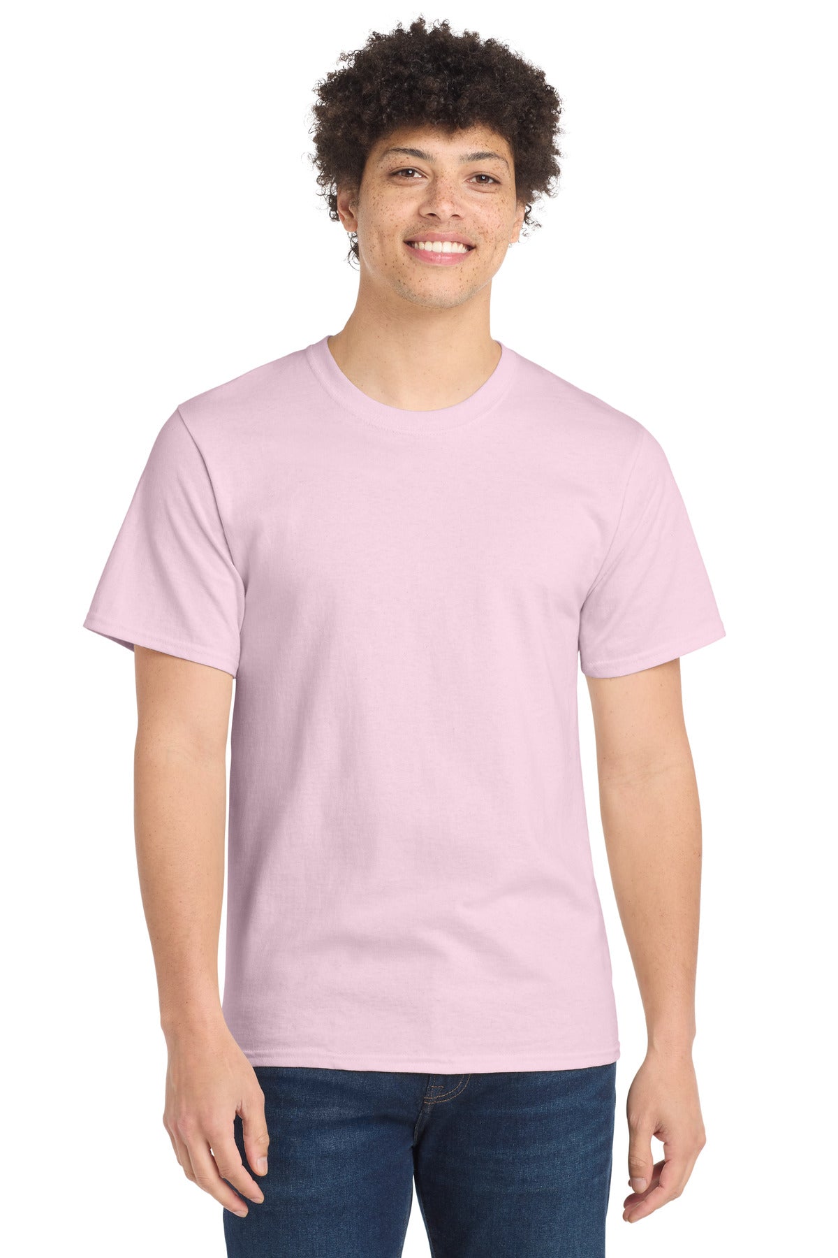 Custom logo Port & Co® Essential Tee. PC61 in Pale Pink