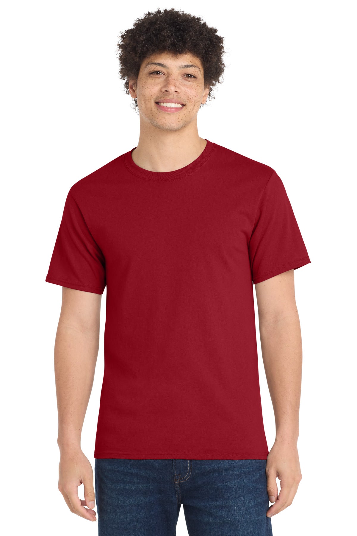 Custom logo Port & Co® Essential Tee. PC61 in Rich Red