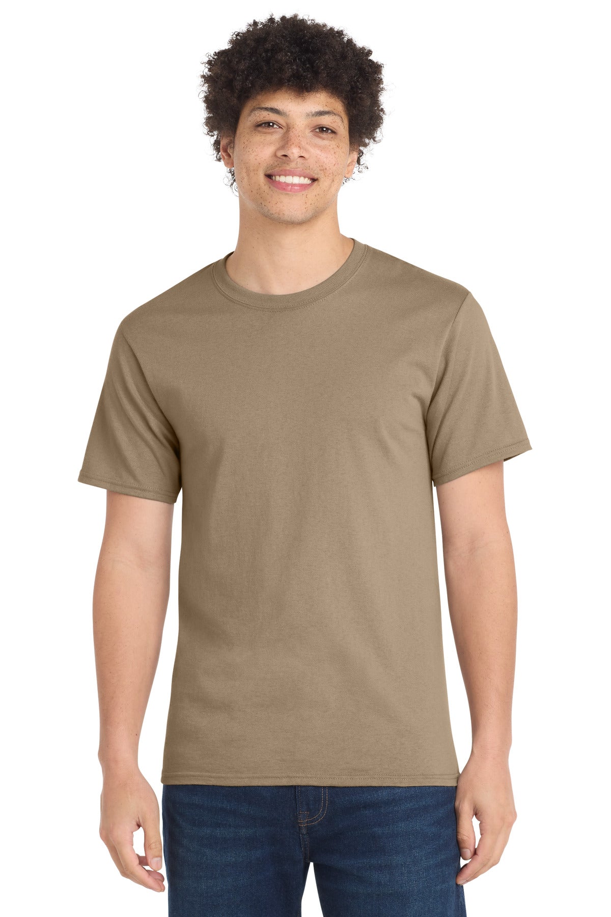 Custom logo Port & Co® Essential Tee. PC61 in Sand
