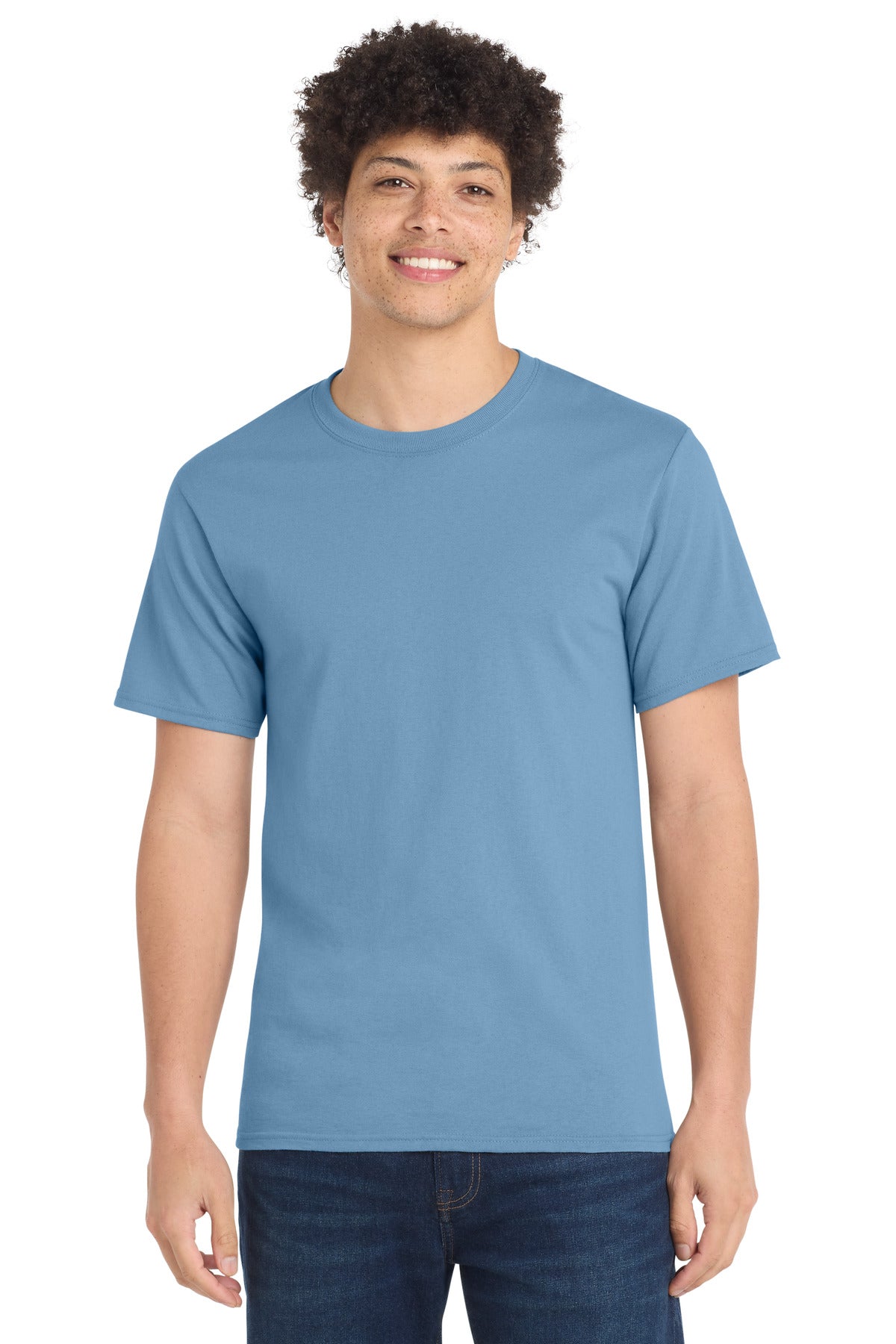 Custom logo Port & Co® Essential Tee. PC61 in Tundra Blue
