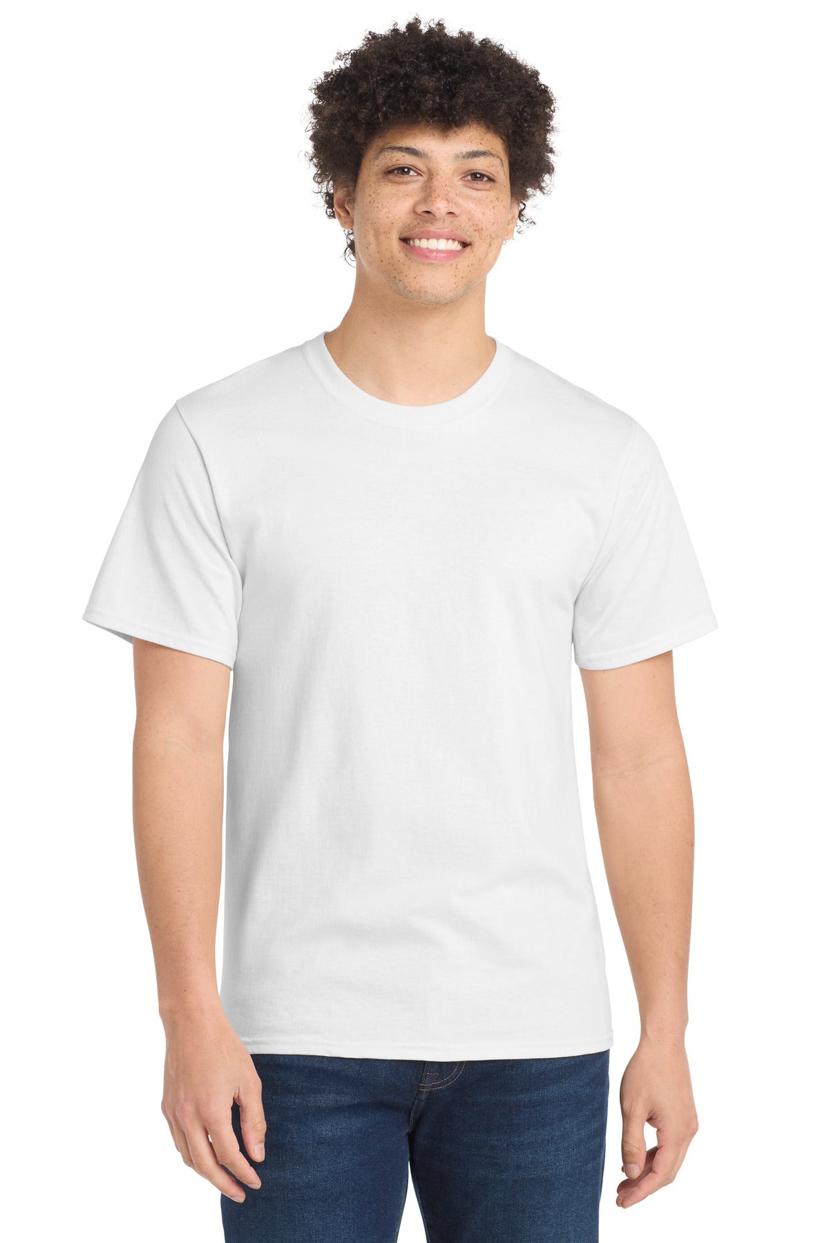 Custom logo Port & Co® Essential Tee. PC61 in White