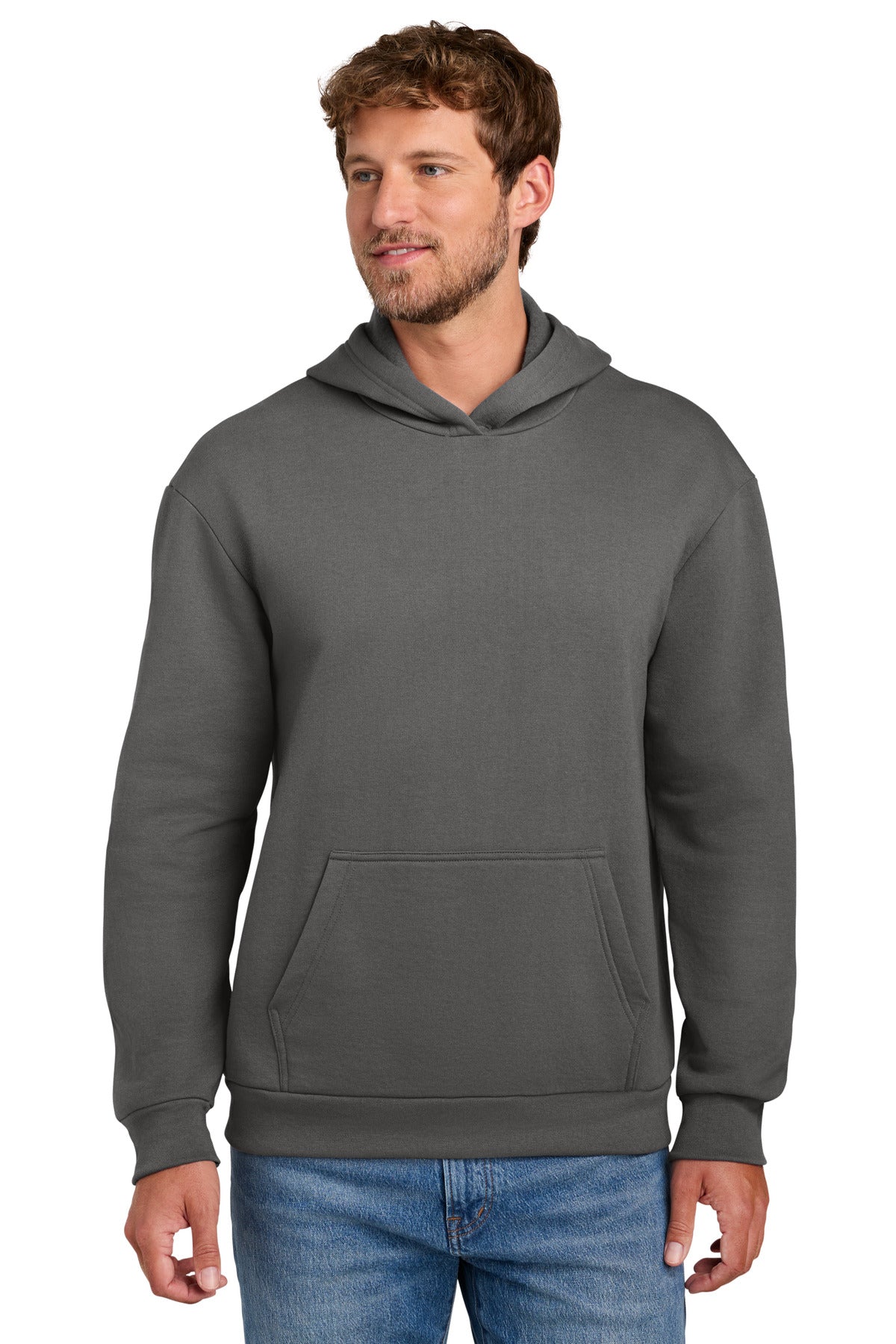Custom logo Port & Co® Easy Fleece Pullover Hooded Sweatshirt PC68H in Charcoal