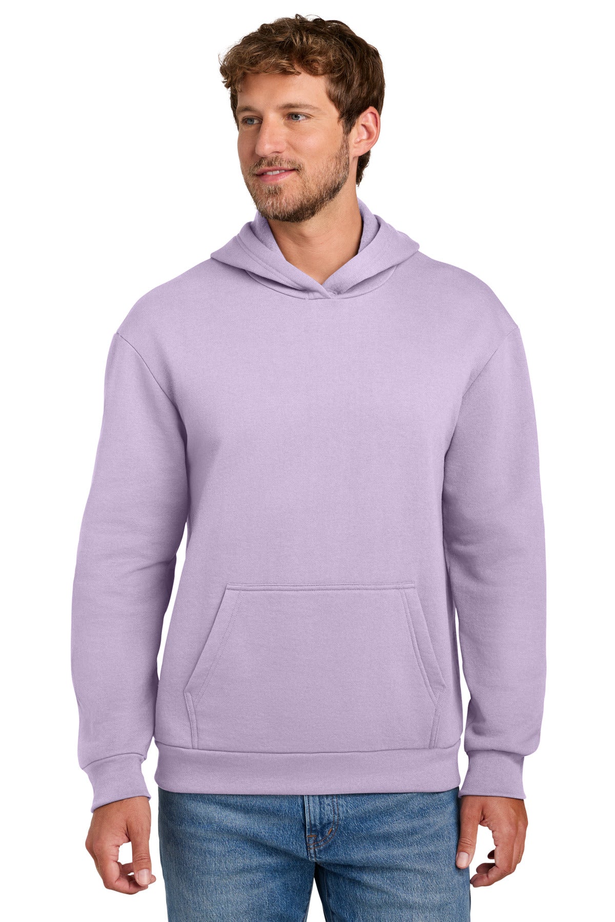 Custom logo Port & Co® Easy Fleece Pullover Hooded Sweatshirt PC68H in Lavender
