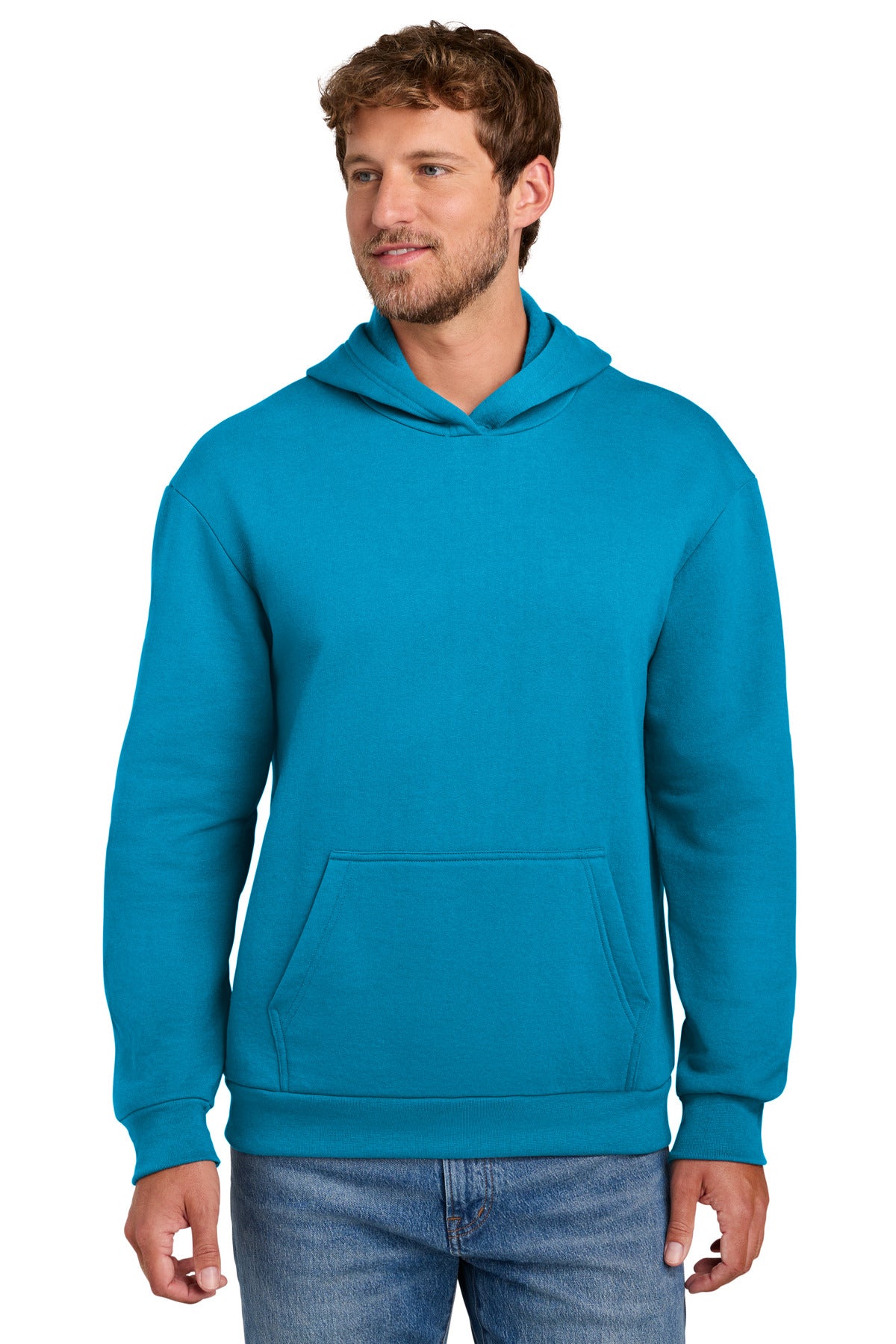 Custom logo Port & Co® Easy Fleece Pullover Hooded Sweatshirt PC68H in Sapphire