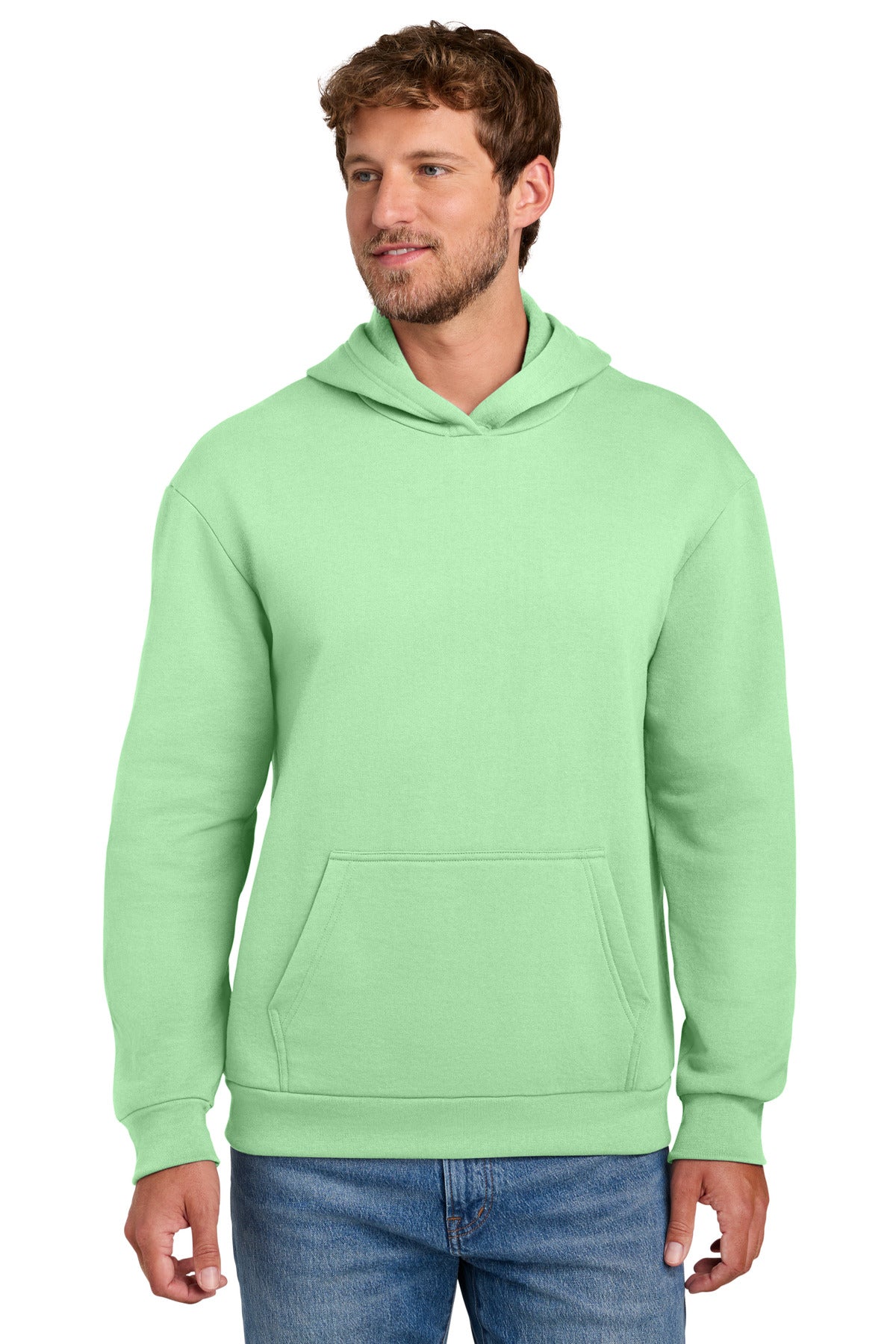 Custom logo Port & Co® Easy Fleece Pullover Hooded Sweatshirt PC68H in Spearmint