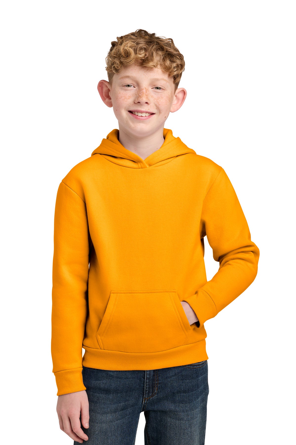 Custom logo Port & Co® Youth Easy Fleece Pullover Hooded Sweatshirt PC68YH in Gold