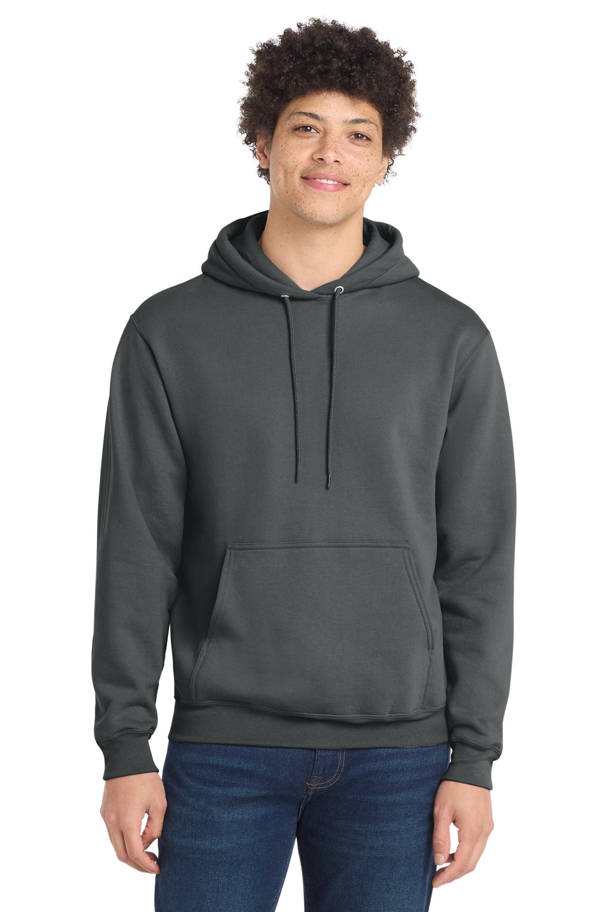Custom logo Port & Co® Tall Core Fleece Pullover Hooded Sweatshirt PC78HT in Charcoal