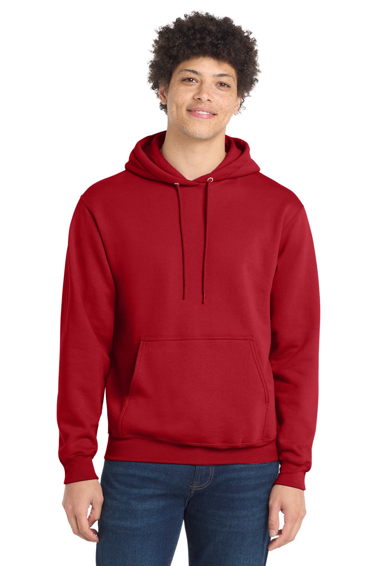 Custom logo Port & Co® Tall Core Fleece Pullover Hooded Sweatshirt PC78HT in Red