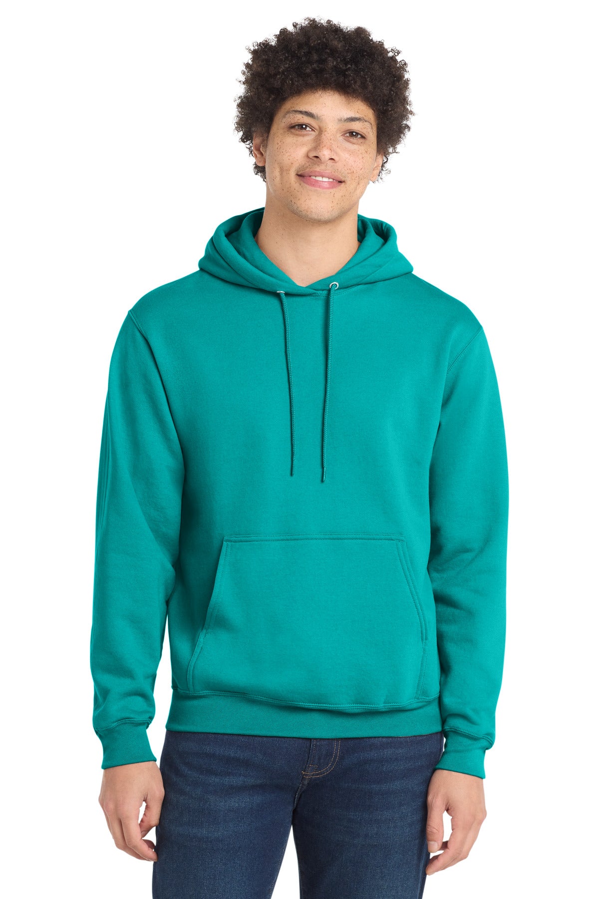 Custom logo Port & Co® Core Fleece Pullover Hooded Sweatshirt. PC78H in Bright Aqua
