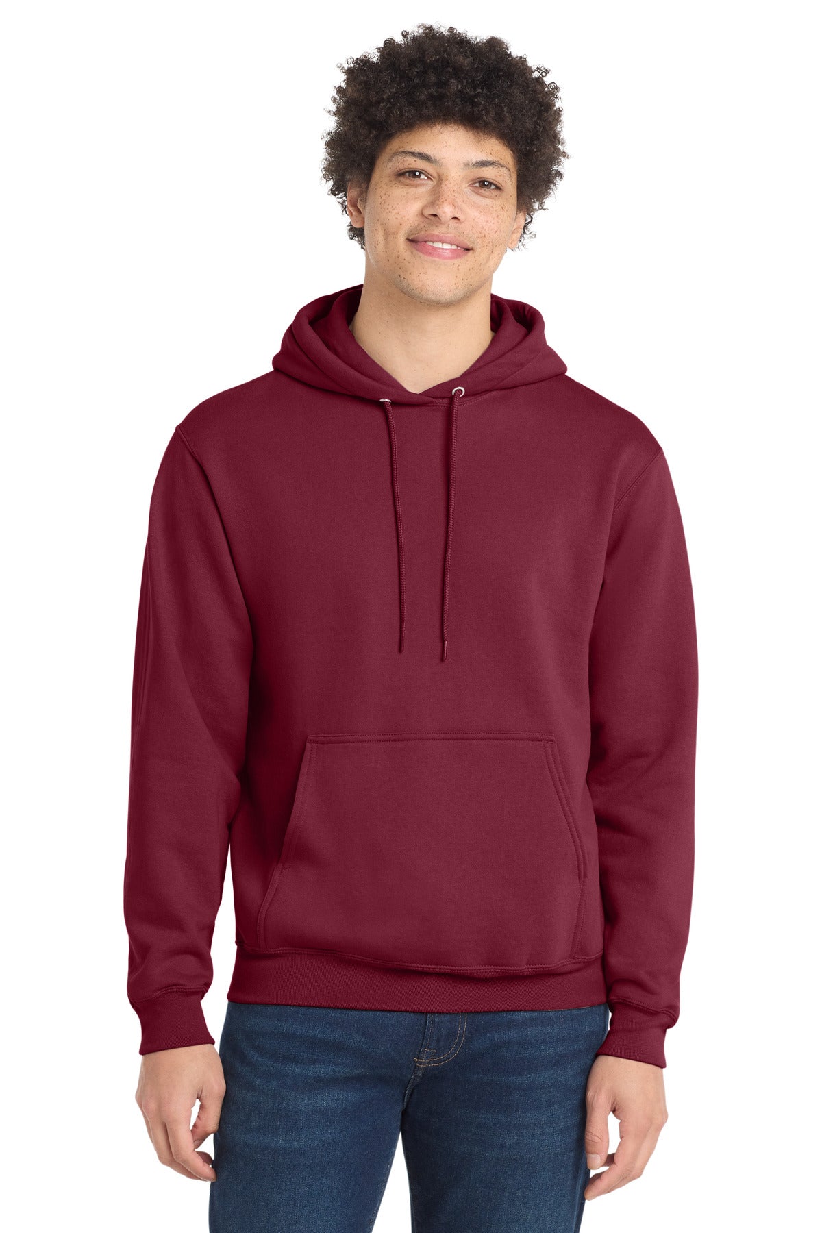 Custom logo Port & Co® Core Fleece Pullover Hooded Sweatshirt. PC78H in Cardinal