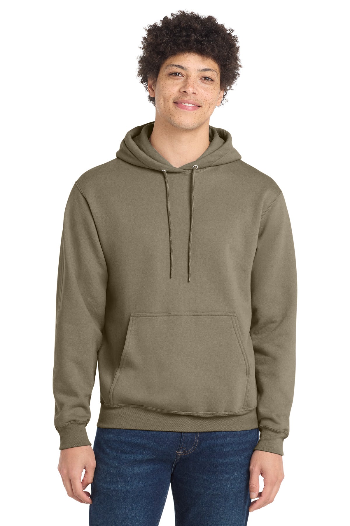 Custom logo Port & Co® Core Fleece Pullover Hooded Sweatshirt. PC78H in Coyote Brown