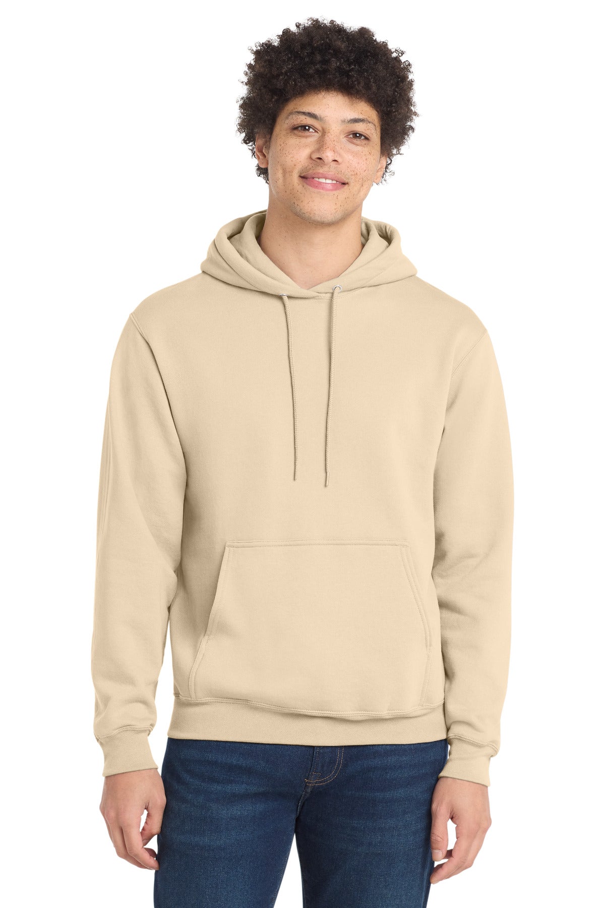 Custom logo Port & Co® Core Fleece Pullover Hooded Sweatshirt. PC78H in Creme
