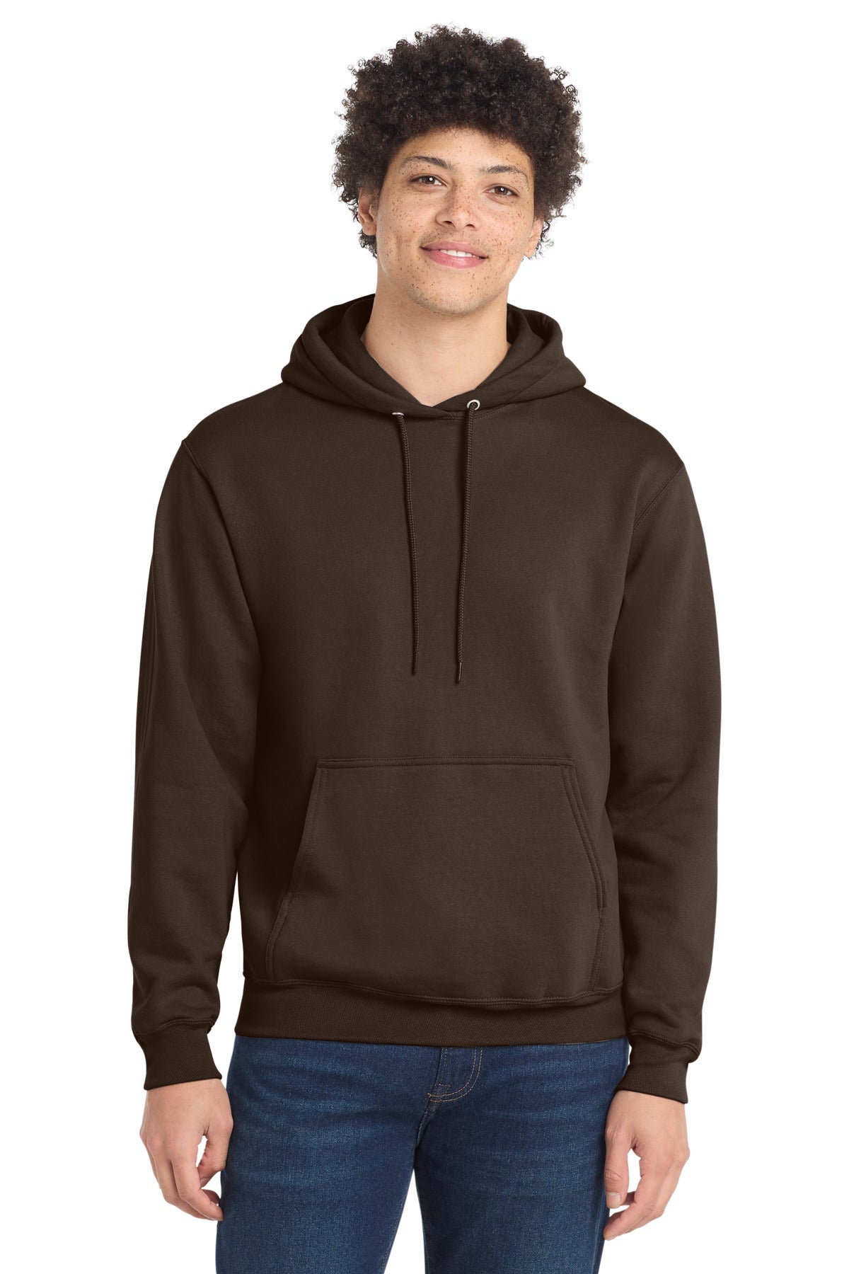 Custom logo Port & Co® Core Fleece Pullover Hooded Sweatshirt. PC78H in Dark Chocolate Brown