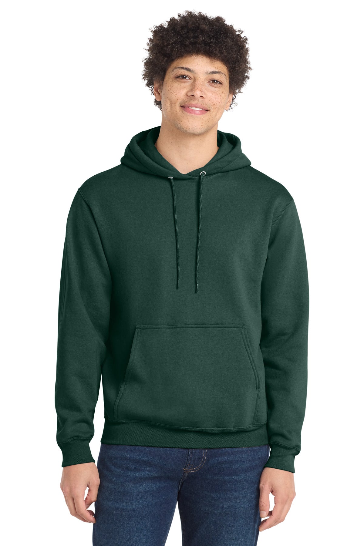 Custom logo Port & Co® Core Fleece Pullover Hooded Sweatshirt. PC78H in Dark Green