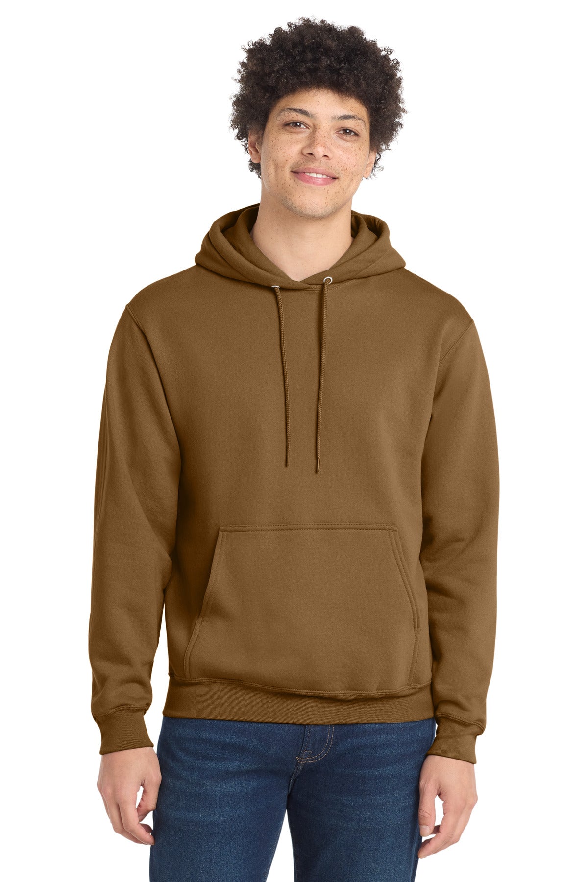 Custom logo Port & Co® Core Fleece Pullover Hooded Sweatshirt. PC78H in Duck Brown