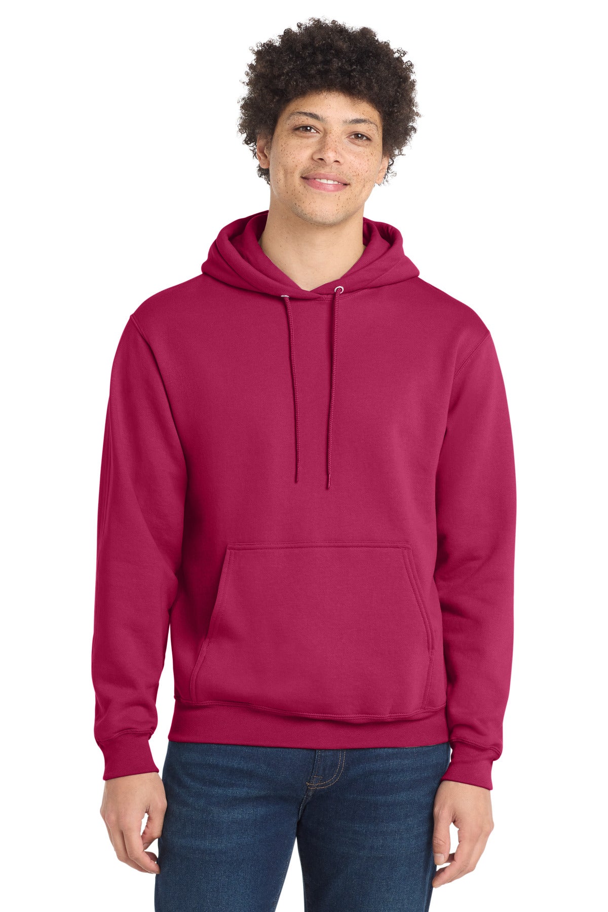 Custom logo Port & Co® Core Fleece Pullover Hooded Sweatshirt. PC78H in Flush Pink
