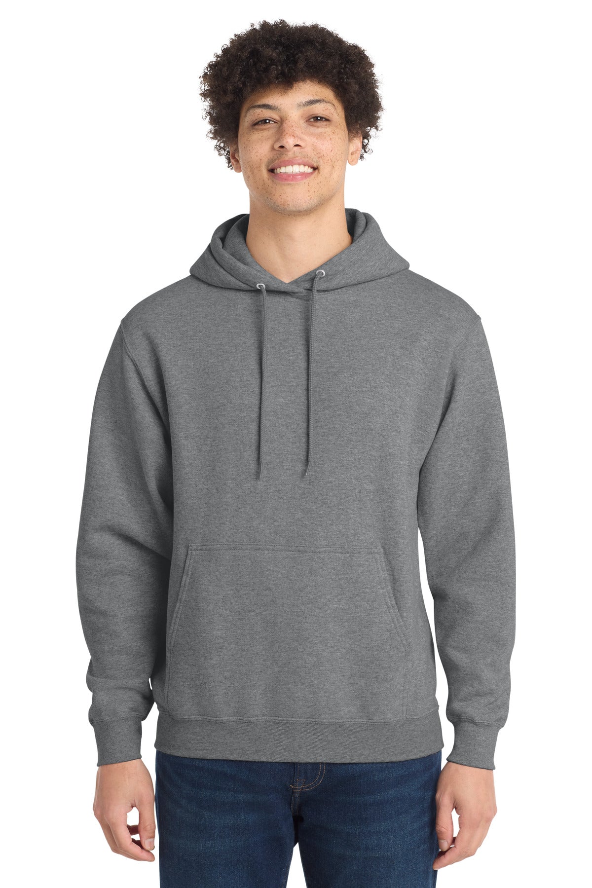Custom logo Port & Co® Core Fleece Pullover Hooded Sweatshirt. PC78H in Graphite Heather
