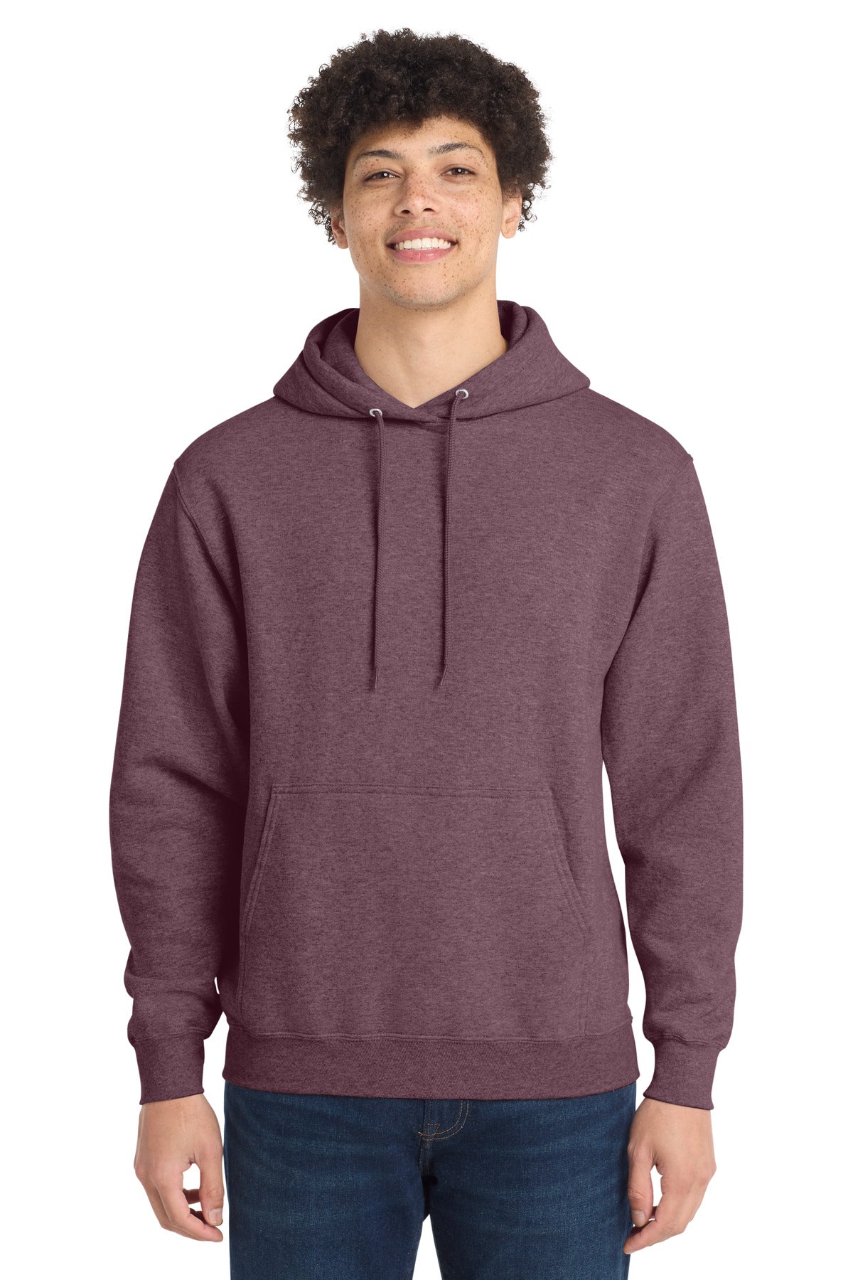 Custom logo Port & Co® Core Fleece Pullover Hooded Sweatshirt. PC78H in Heather Athletic Maroon