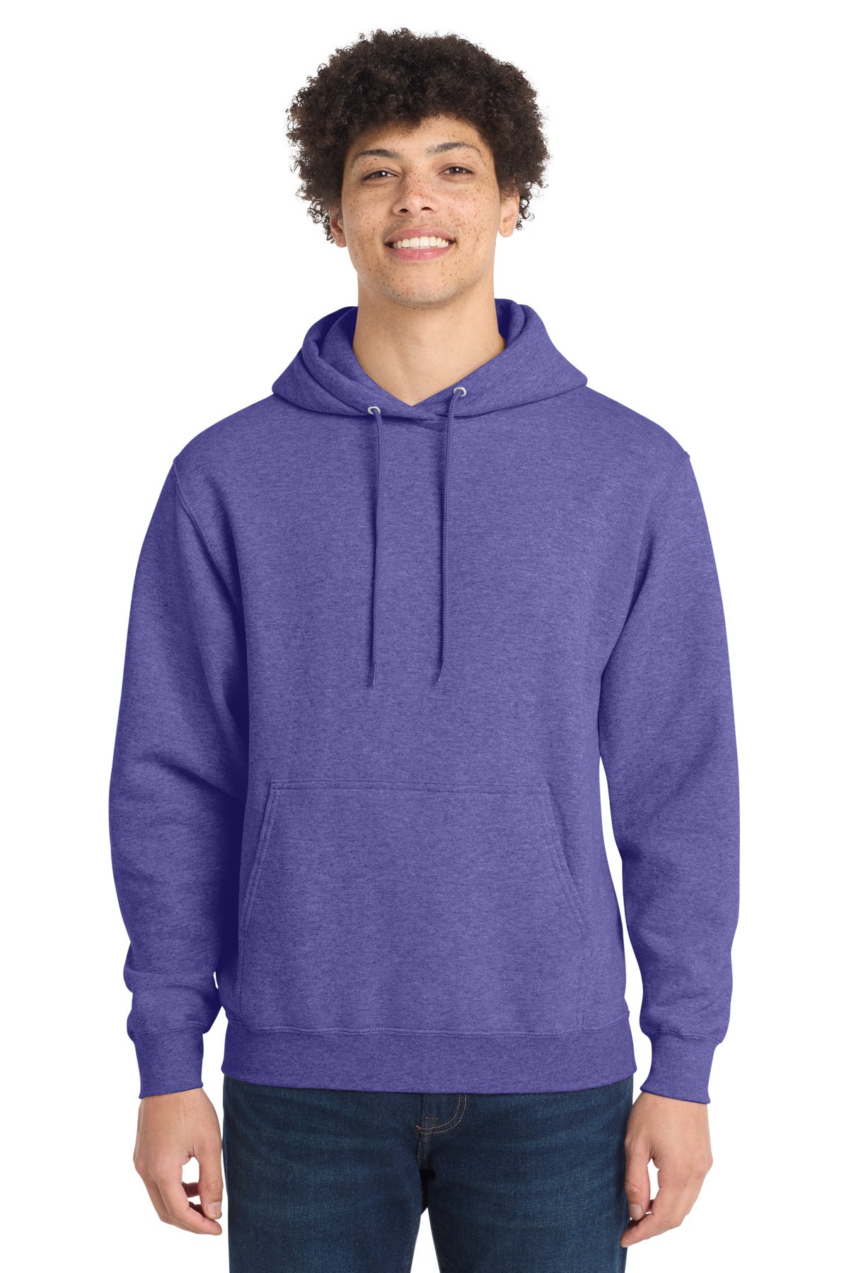 Custom logo Port & Co® Core Fleece Pullover Hooded Sweatshirt. PC78H in Heather Purple