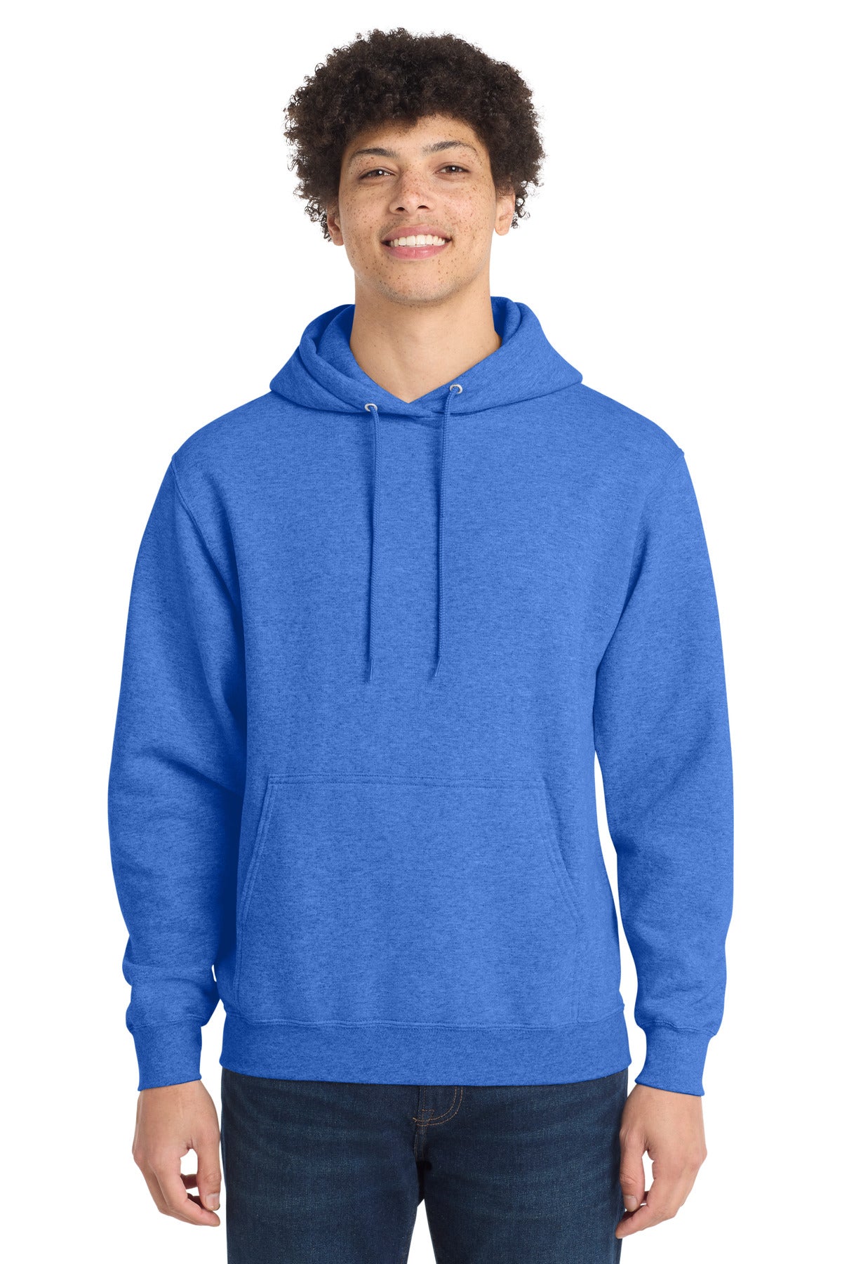 Custom logo Port & Co® Core Fleece Pullover Hooded Sweatshirt. PC78H in Heather Royal