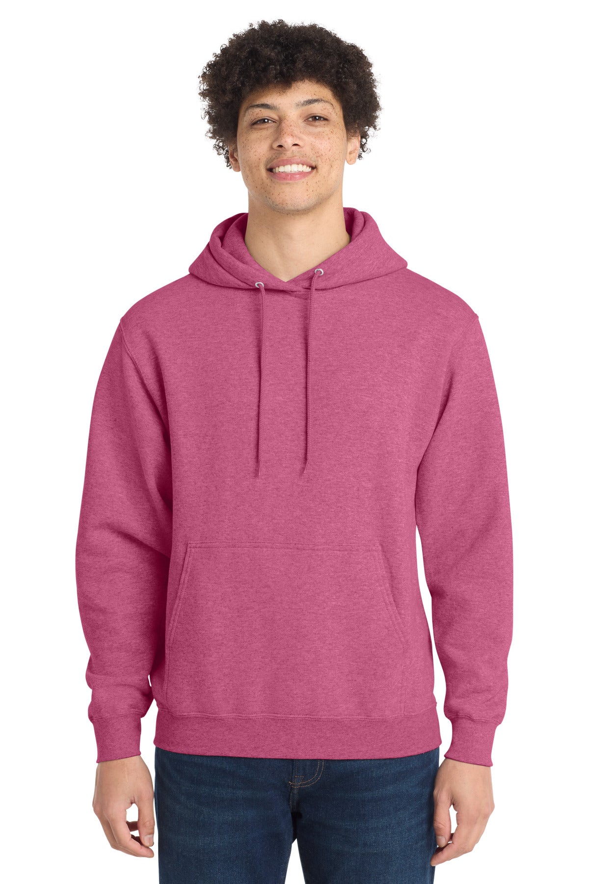 Custom logo Port & Co® Core Fleece Pullover Hooded Sweatshirt. PC78H in Heather Sangria